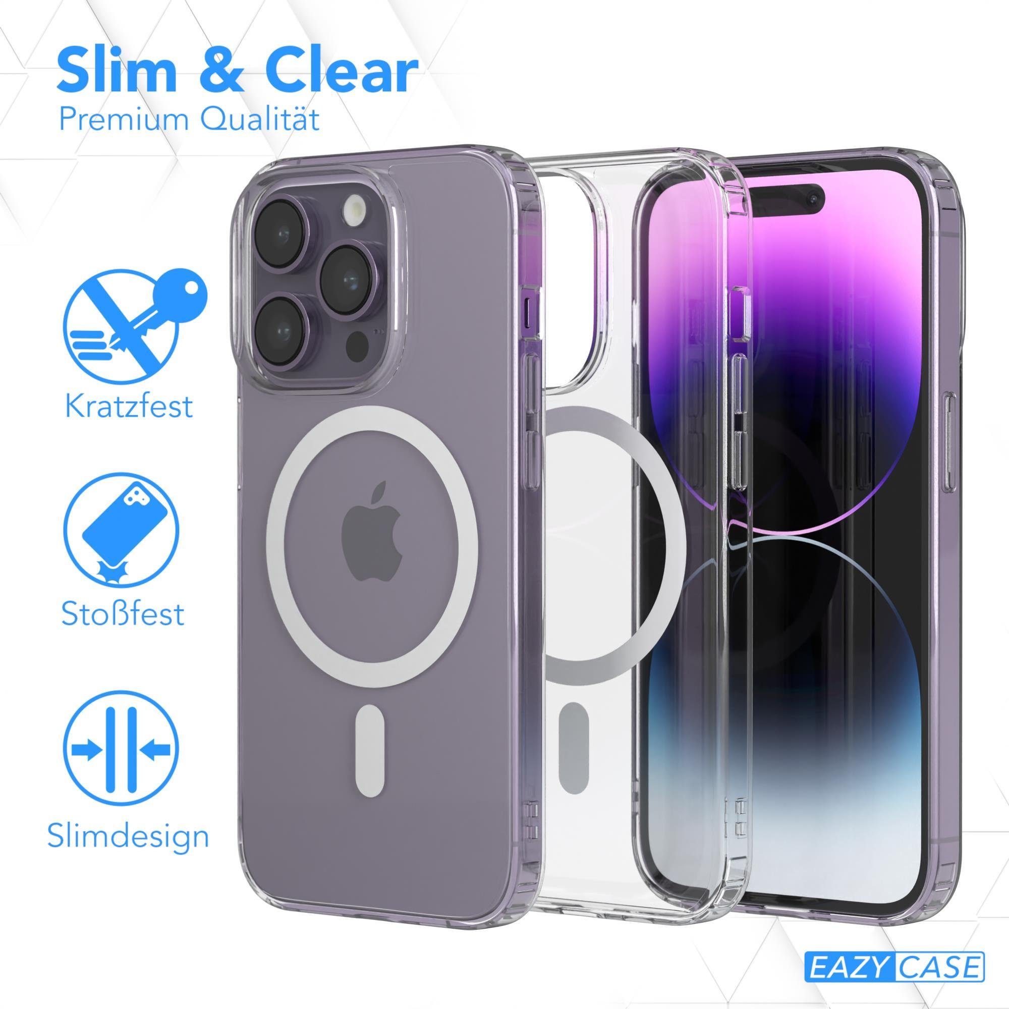 EAZY CASE Handyhülle Transparente Hülle mit MagSafe für iPhone 14 Pro 6,1 Zoll, Back Cover, Bumper Case, Handy Schutzhülle Kameraschutz, Durchsichtig