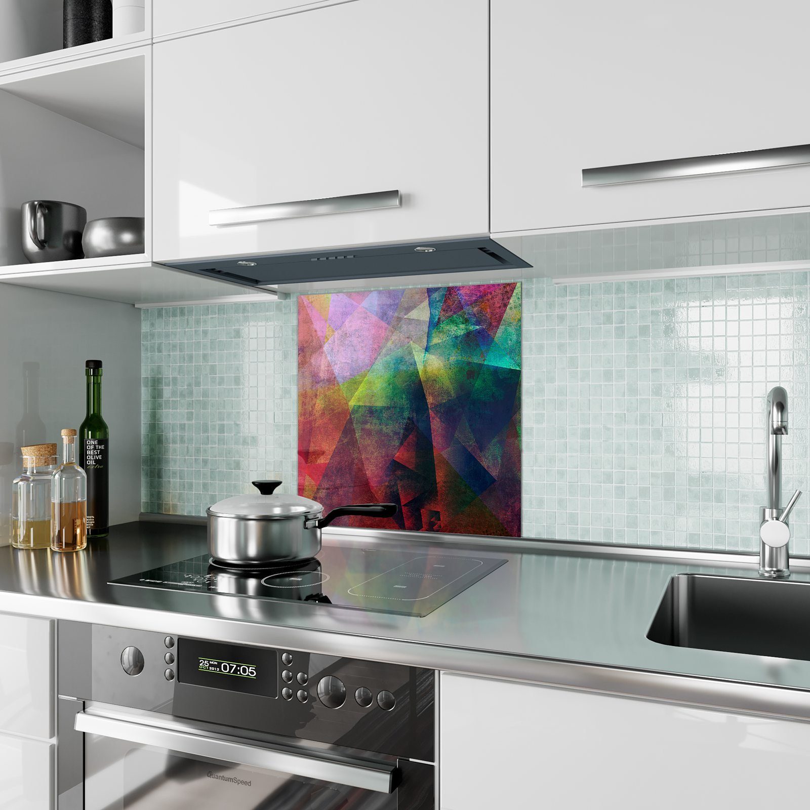 Primedeco Küchenrückwand Küchenrückwand Spritzschutz Glas Motiv mit Texturen bunt