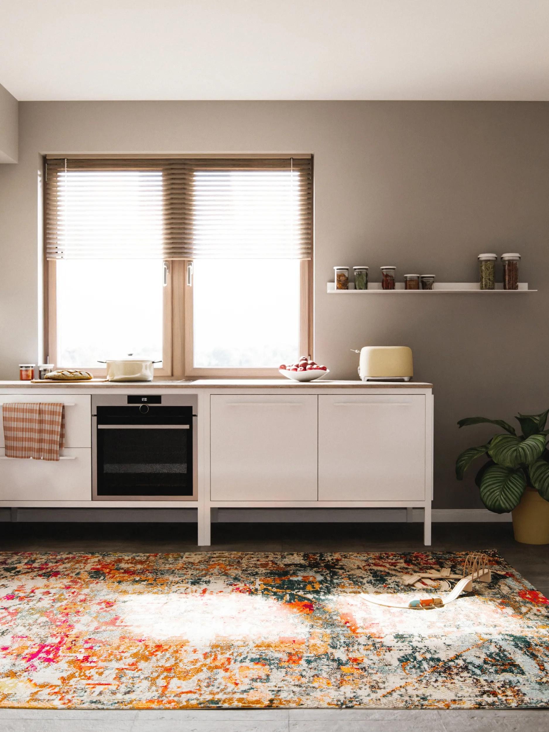 benuta Teppich Casa, rechteckig, Höhe: 11 mm, Teppich Wohnzimmer, Esszimmer, Schlafzimmer, Flur, Farbenfroh, Retro
