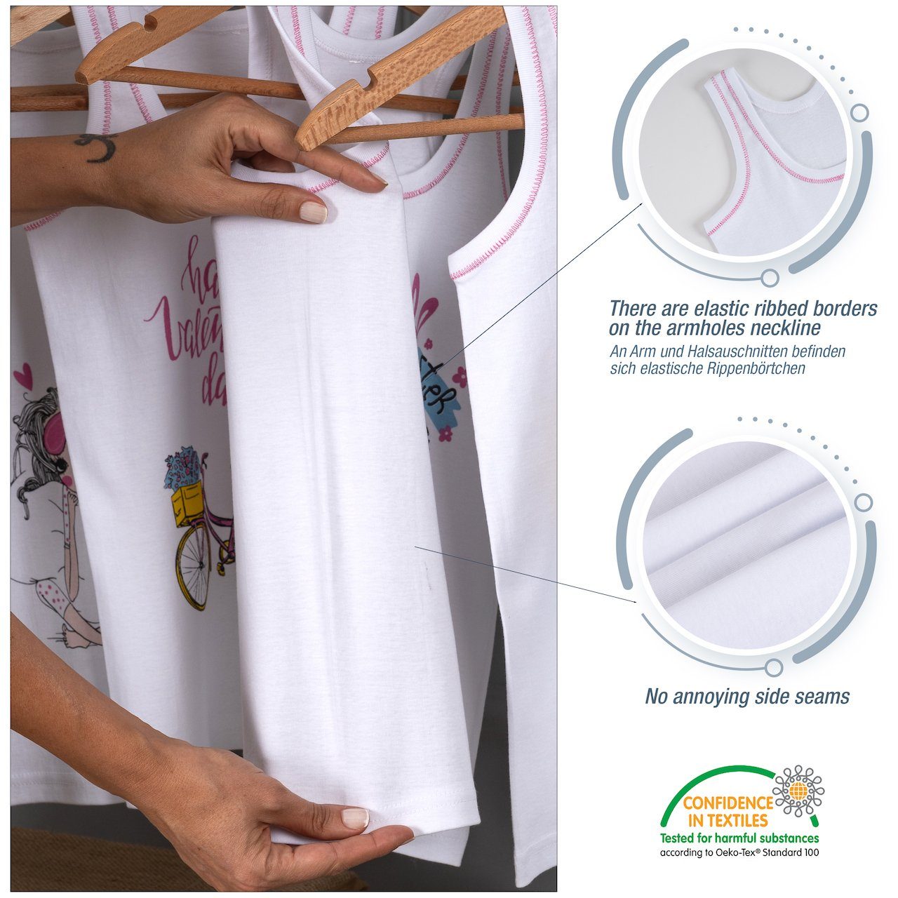 Unterhemden 100% Baumwolle Unterwäsche (Spar-Packung, gerippt Unterhemd 5-St) LOREZA 5 Mädchen