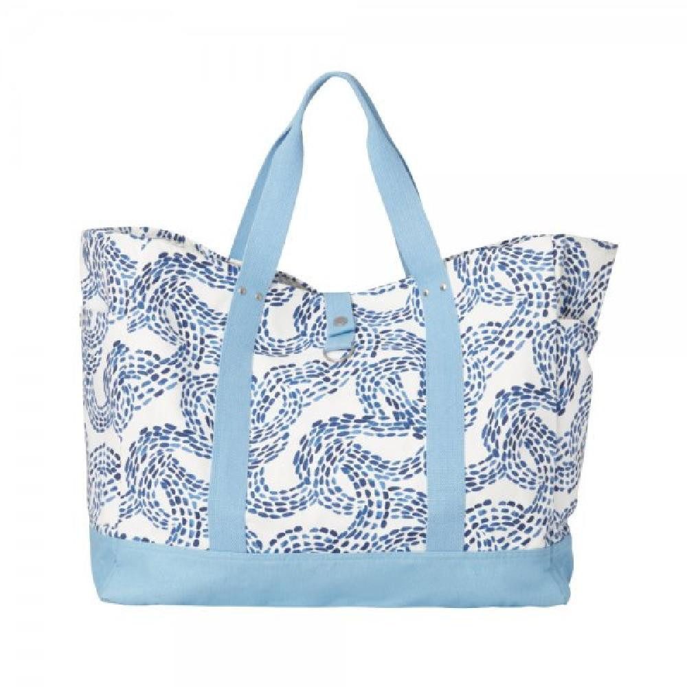 Reisetasche LEXINGTON Strandtasche Madison Printed Organic Cotton White/Blue