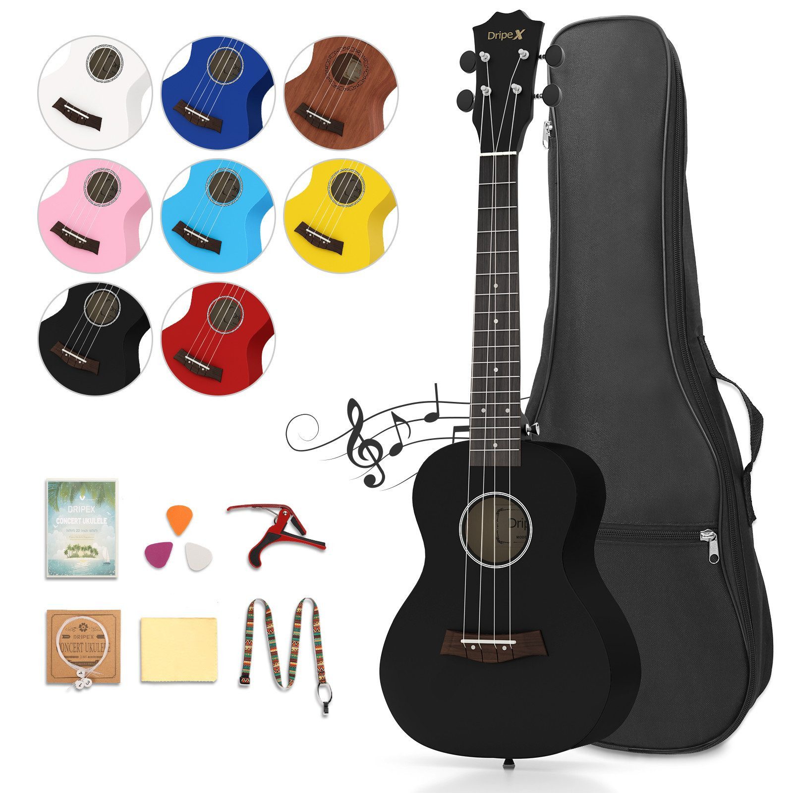 NAIMP Ukulele Kleine Gitarre 23 Zoll Konzert Ukulele Set