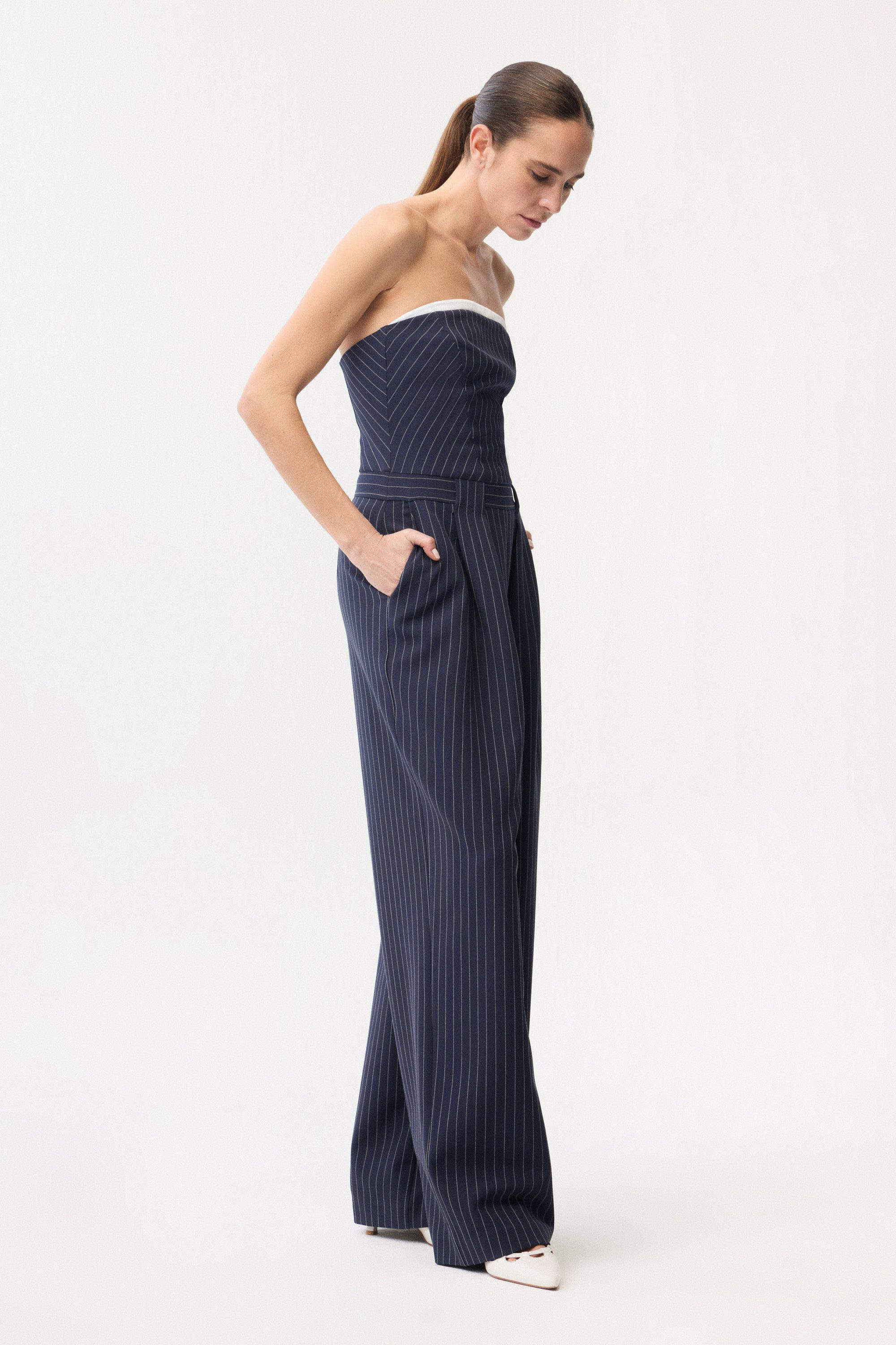 adL Jumpsuit Gestreifter trägerloser Jumpsuit