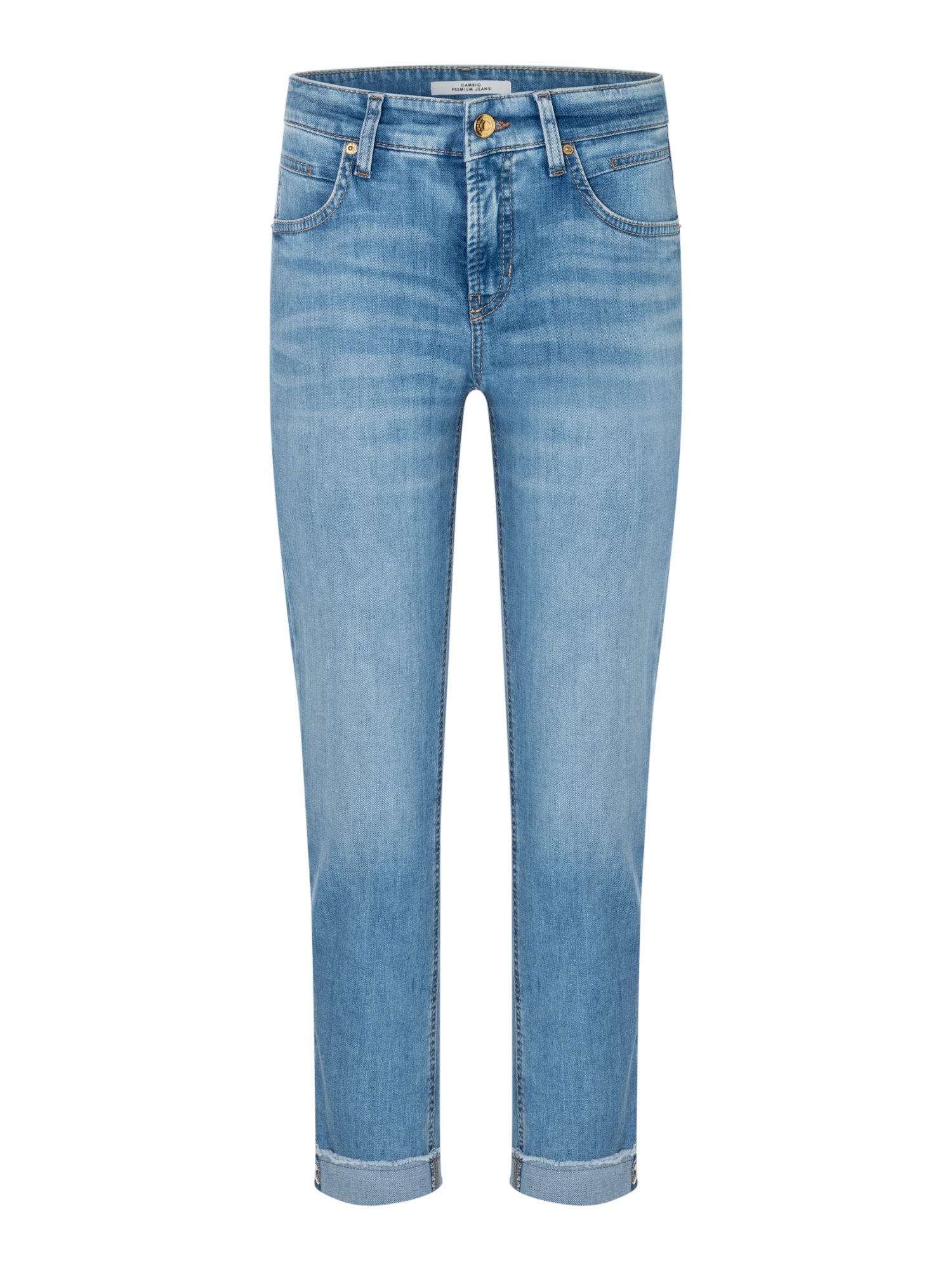 Cambio Stretch-Hose blau, Casual, Baumwolle, Unifarben, Regular Fit, Mittel