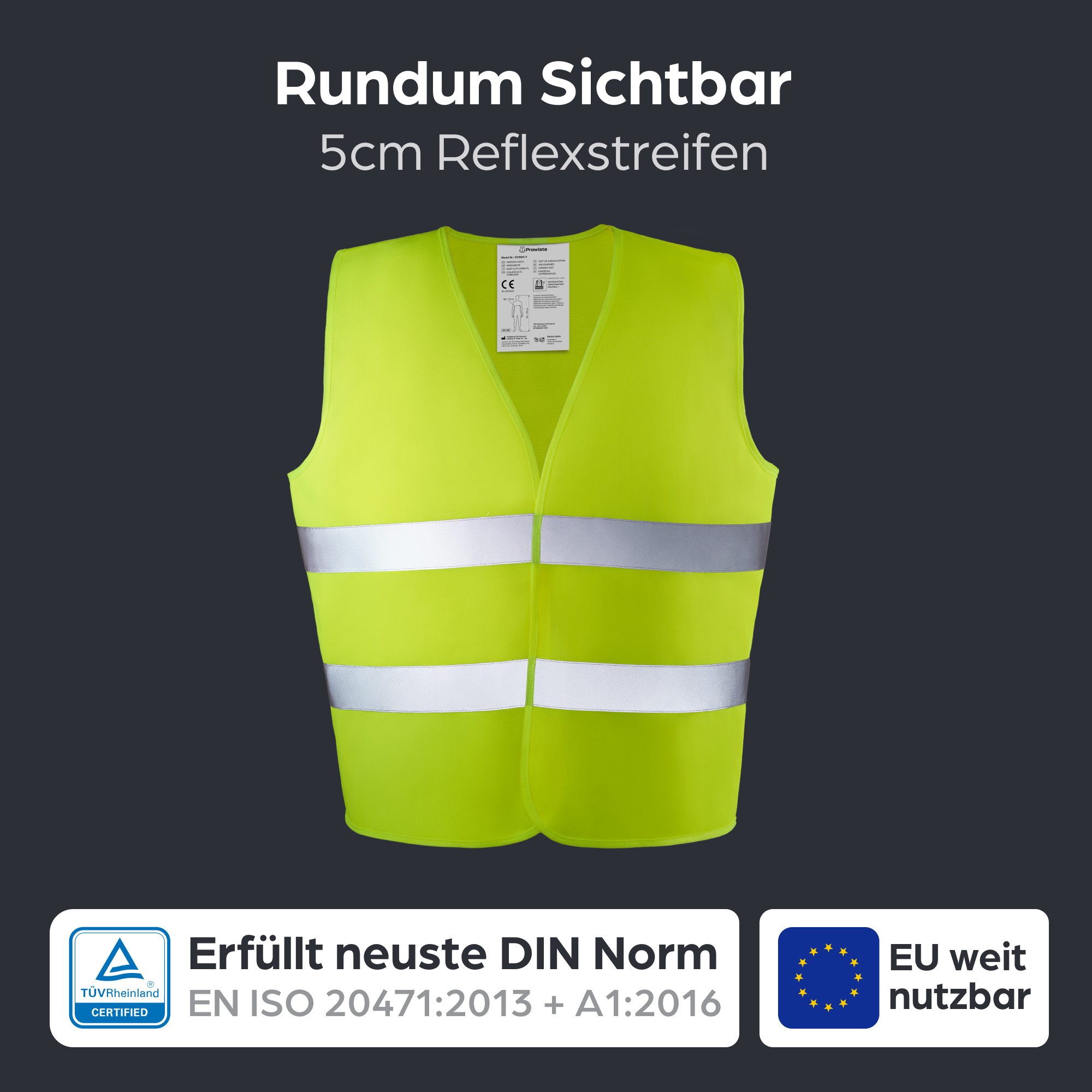 Prowiste Warnweste Auto Warnwesten Gelb - günstig online kaufen