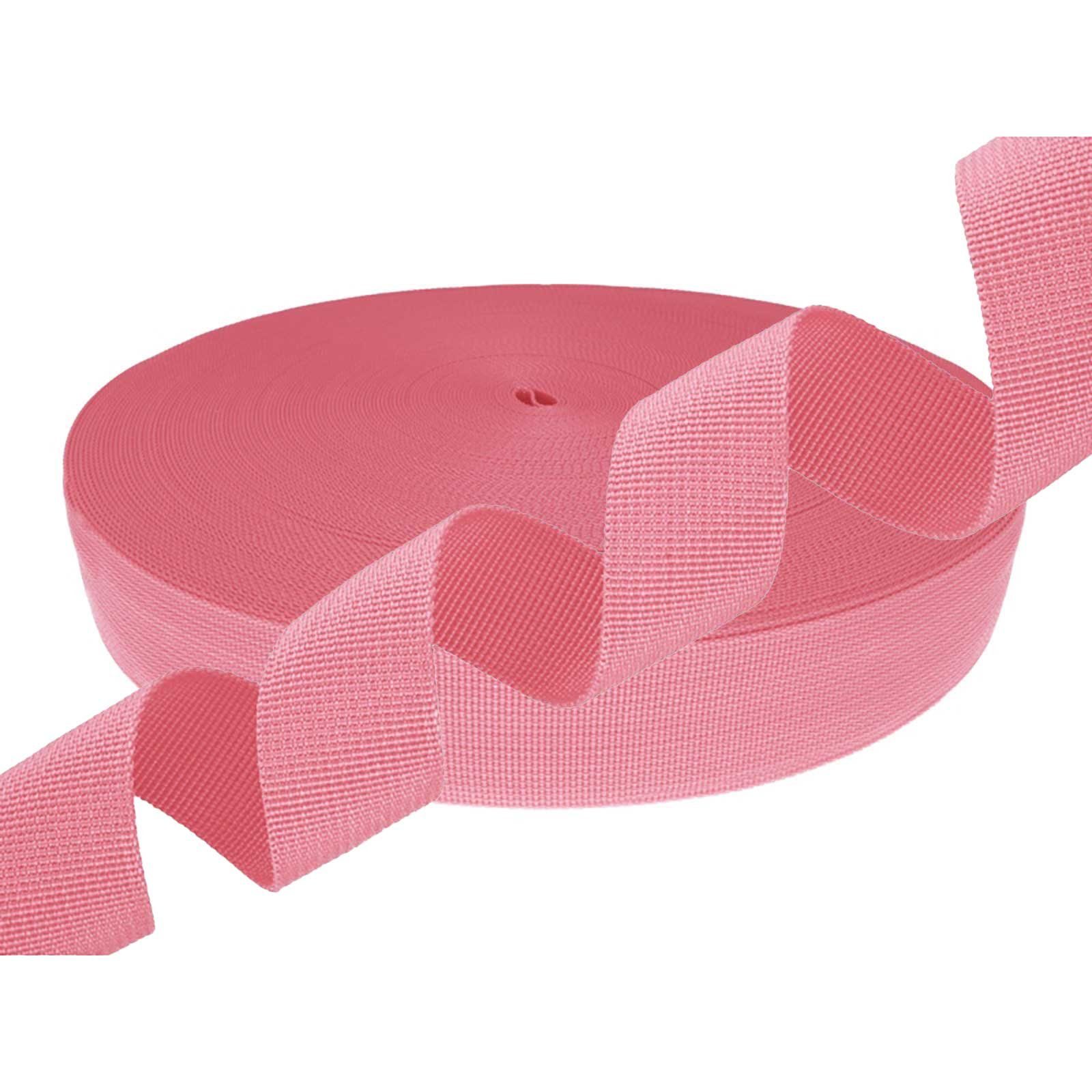 maDDma Gurtband Polyester 10m lang 38mm breit Farbwahl Rollladengurt, 812 rosa