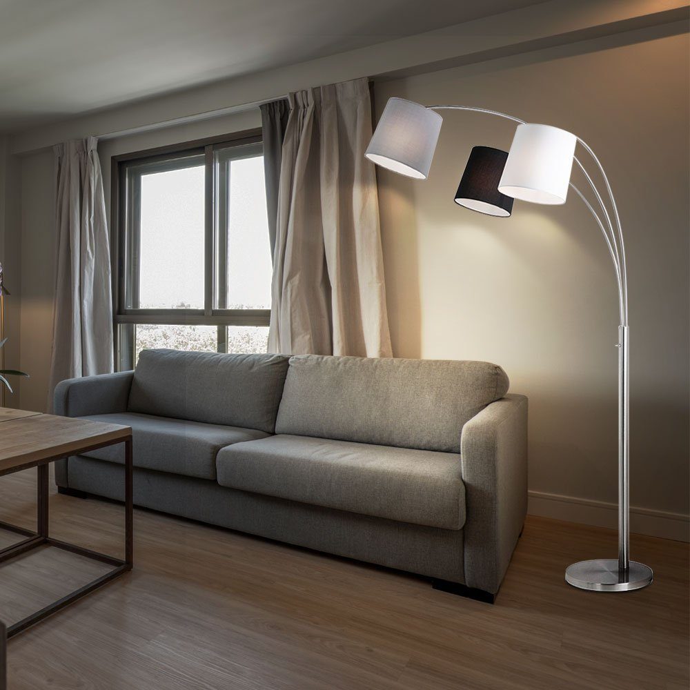 Stehlampe Bogenlampe, grau Leuchtmittel weiß nicht Bogenlampe LED etc-shop inklusive, schwarz Wohnzimmer