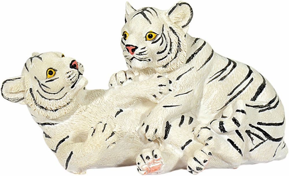 MystiCalls Tierfigur Kleine weiße Tigerbabys liegend spielend - Tiger Tier Figur Löwe (1 St), Sammelfigur, Sammlerfigur, Designerfigur, Dekofigur, Dekorationsobjekt