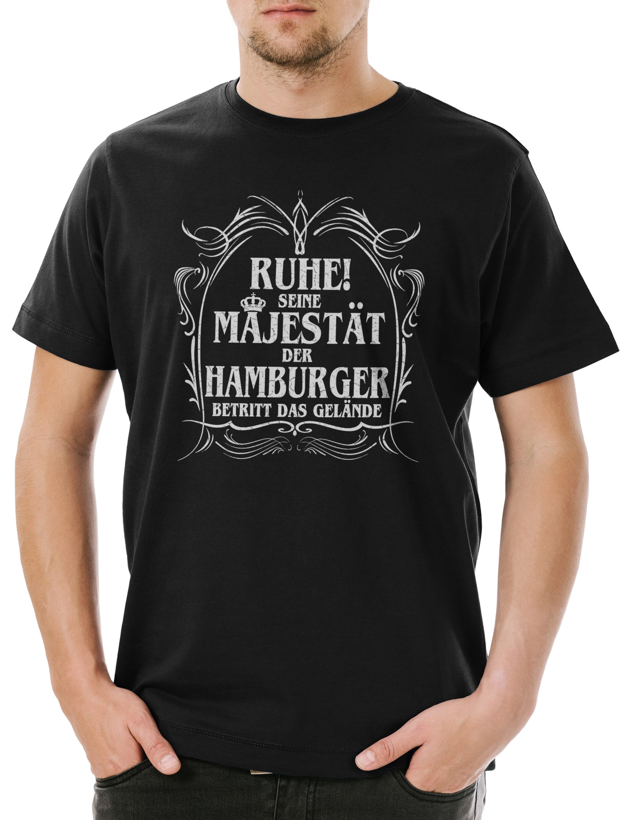 Urban Backwoods Print-Shirt Seine Majestät Der Hamburger Herren T-Shirt Hanse Hafen Jungfernstieg (1-tlg) Hamburg Elbe Lustig