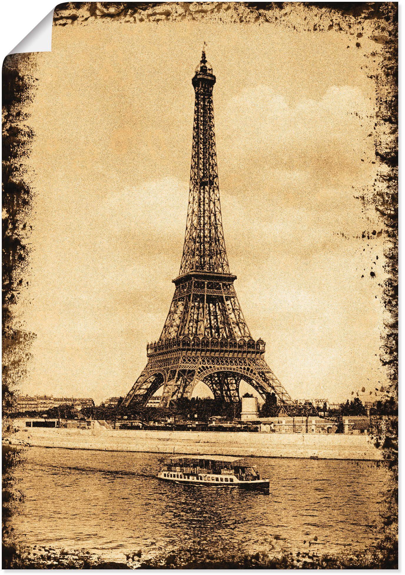 Artland Wandbild Paris - in Poster Wandaufkleber oder Gebäude Eiffelturm versch. Leinwandbild, St), (1 als Vintage, Größen