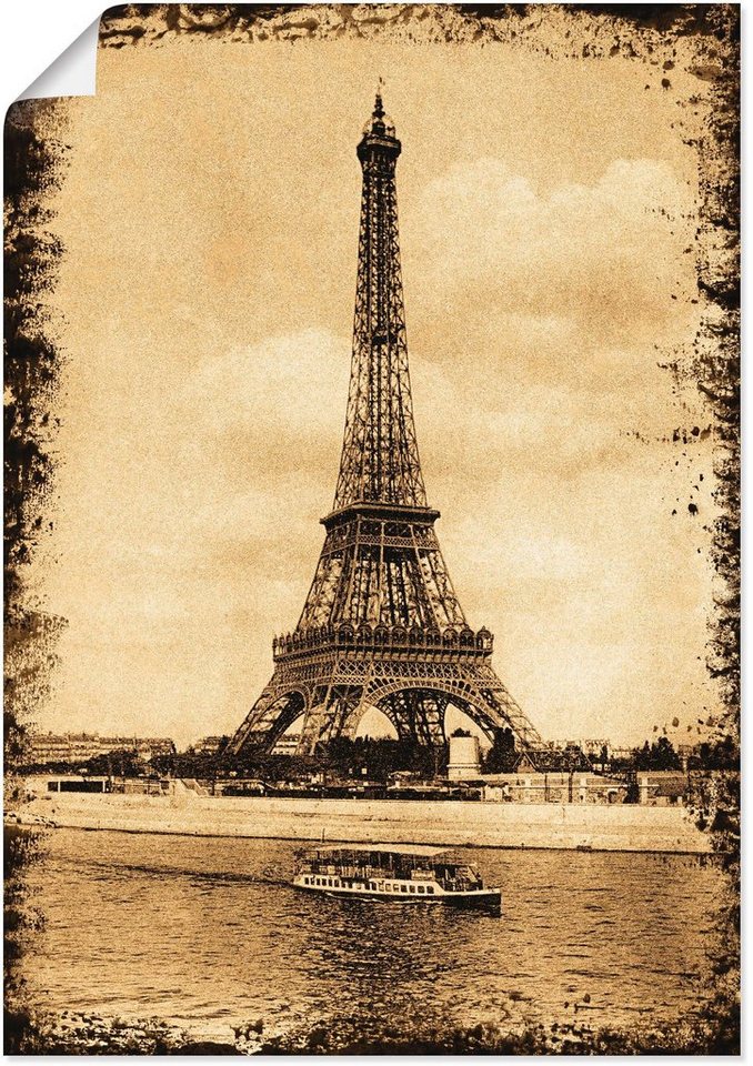 Artland Wandbild Paris - Eiffelturm Vintage, Gebäude (1 St), als  Leinwandbild, Wandaufkleber oder Poster in versch. Größen