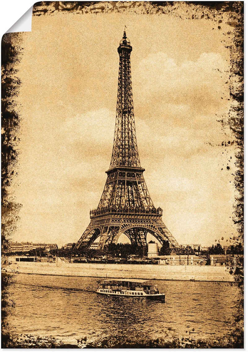 Artland Poster Paris - Eiffelturm Vintage, Gebäude (1 St), als Leinwandbild, Wandaufkleber oder Poster in versch. Größen