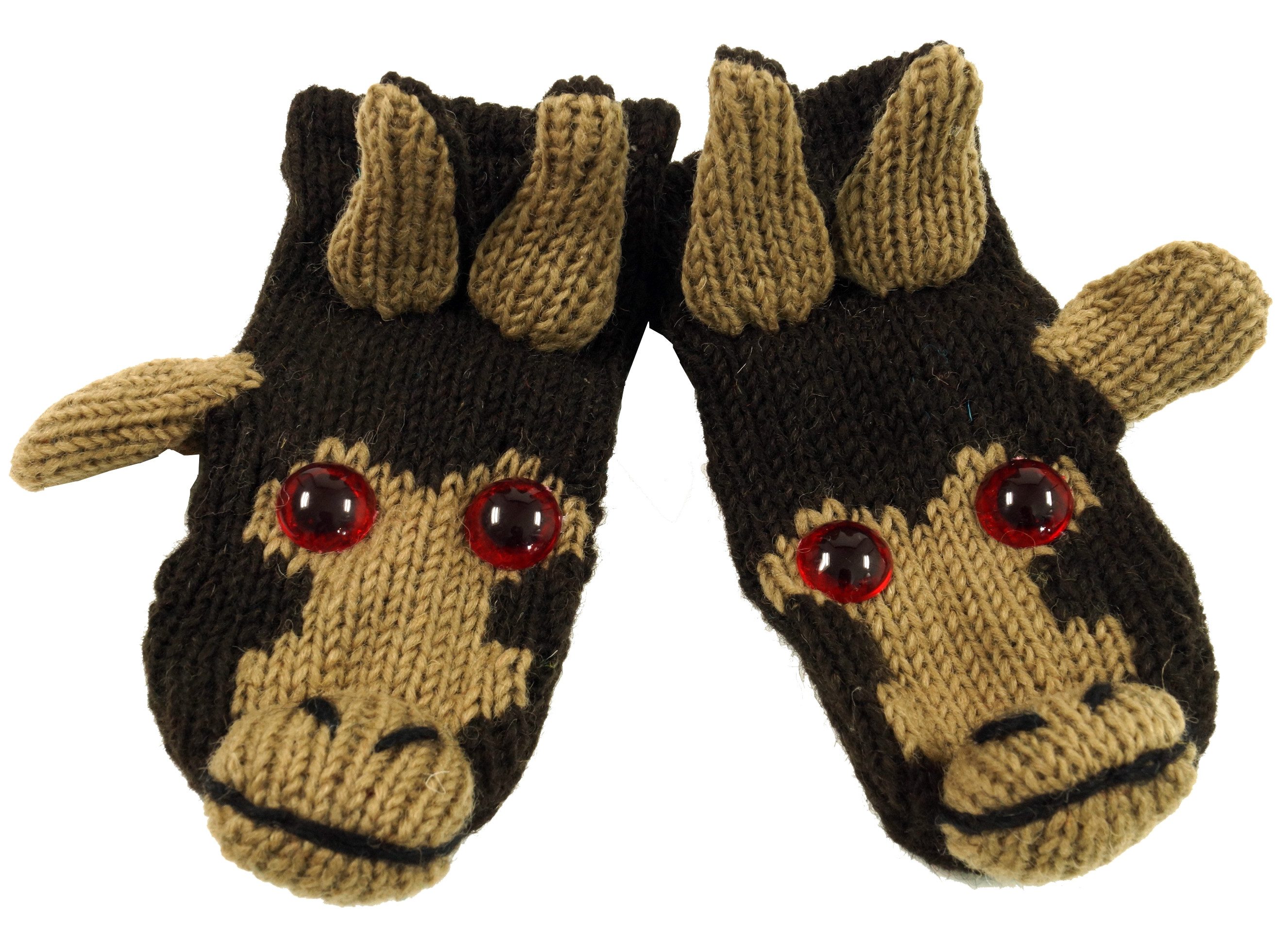 Guru-Shop Strickmütze Kinderhandschuhe, Tierhandschuhe Affe
