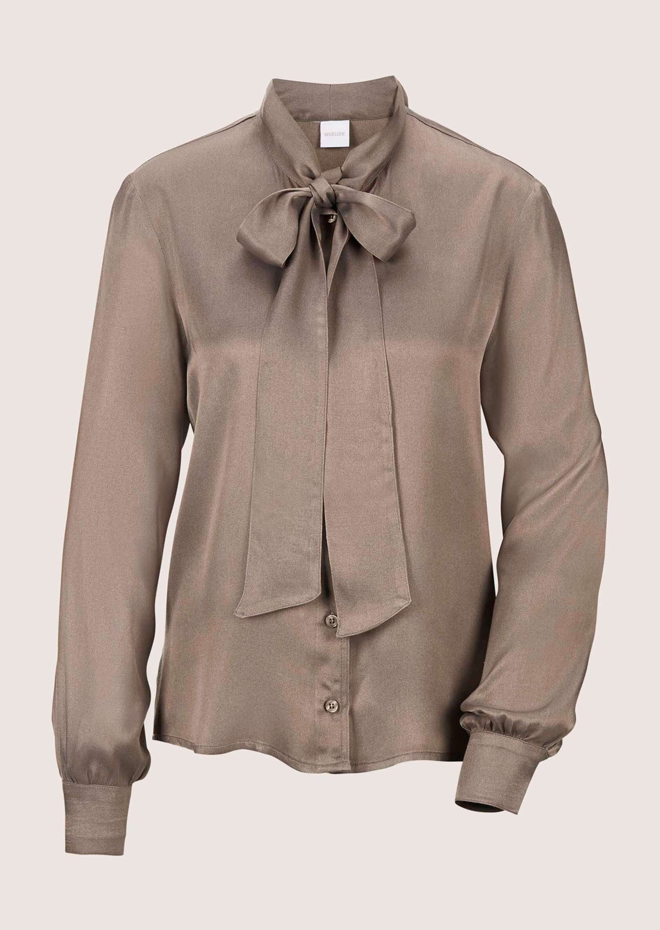 Langarmbluse Satinbluse mit Schluppe