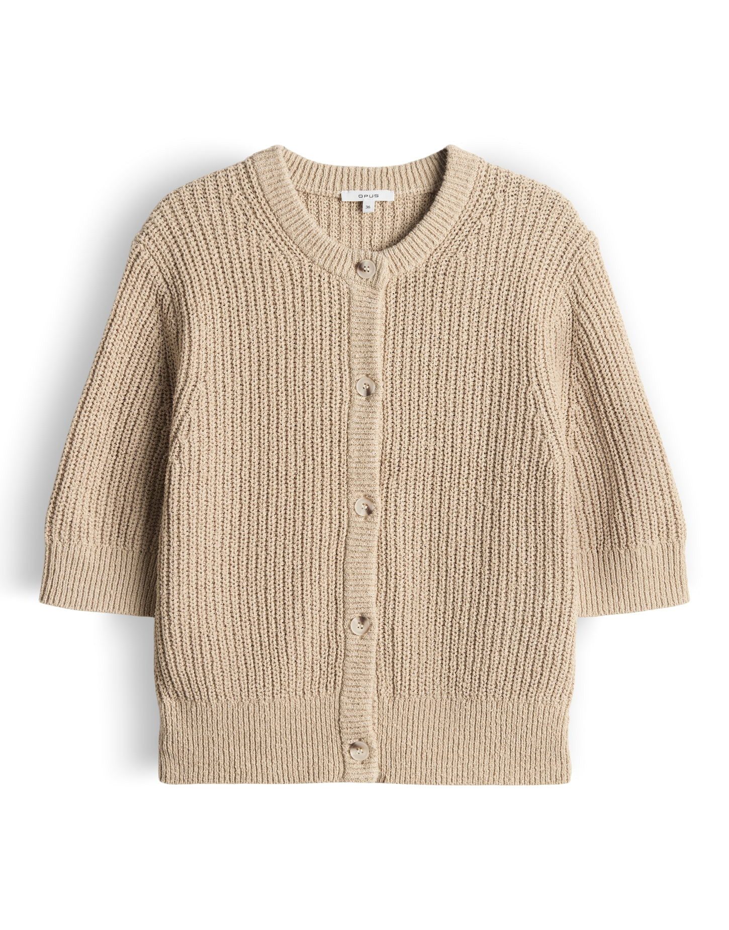OPUS Cardigan Cardigan aus BCI Cotton mit Rippstruktur Knopfleiste mit Horn günstig online kaufen