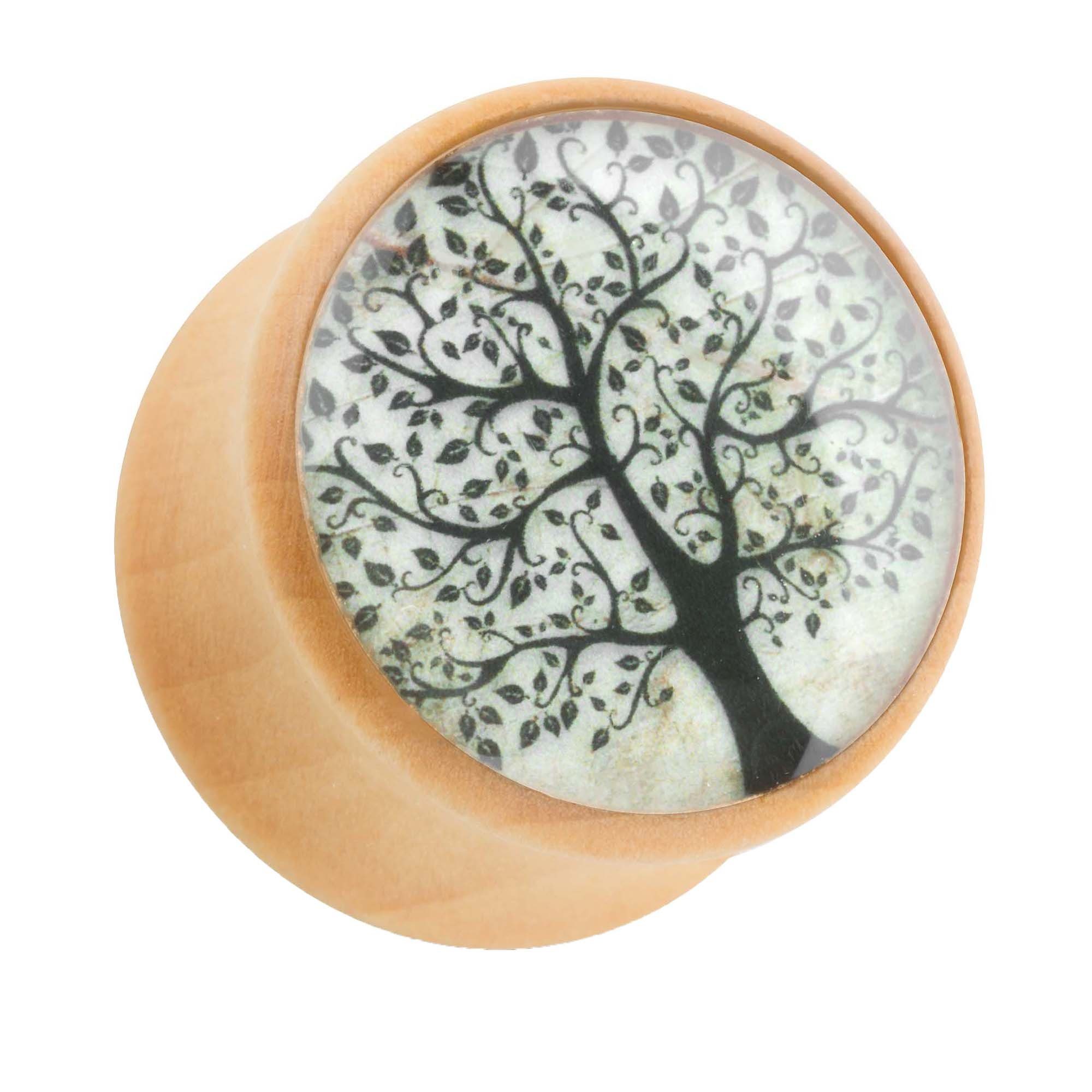 Mandala Orient mit Blume Braun Mandala Holz Holz Piercing Ohr Flesh Ohrpiercing Blume, Braun Taffstyle Tunnel Orient Plug mit Plug