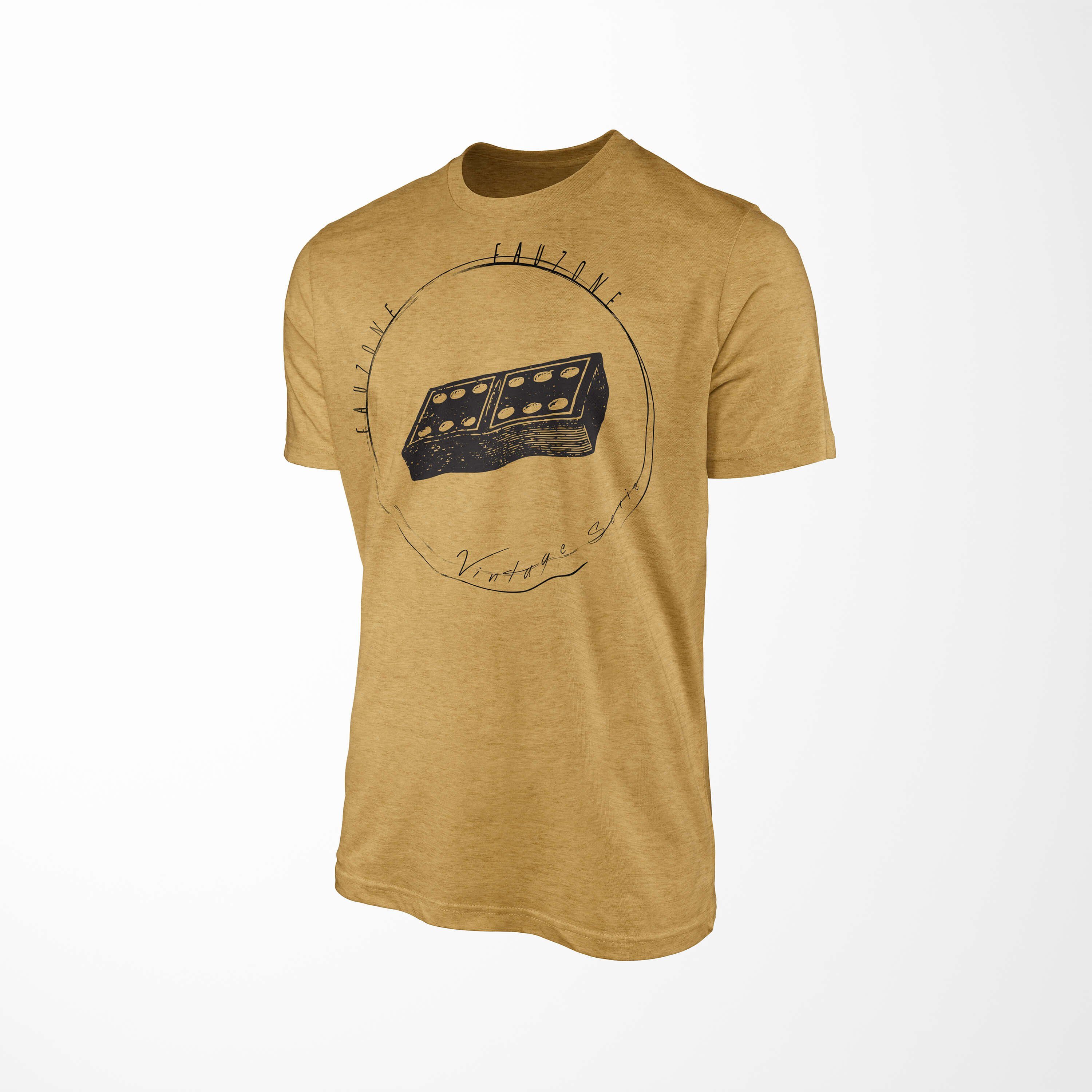 Sinus Art T-Shirt Vintage Herren Gold Dominostein T-Shirt Antique