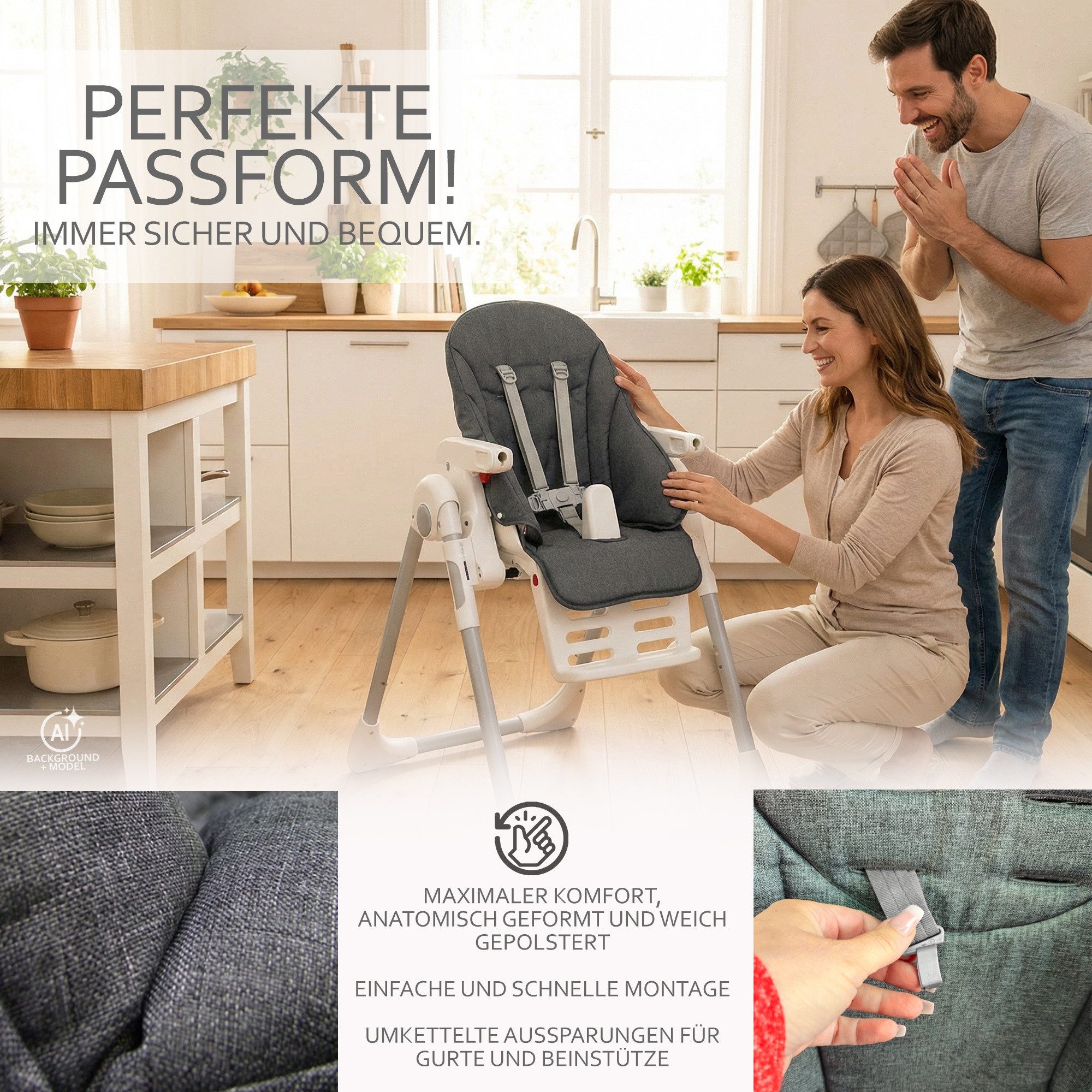 BambiniWelt by Rafael K. Hochstuhlauflage Ersatzbezug Sitzkissen kompatibel mit PEG PEREGO Zero3 + Siesta