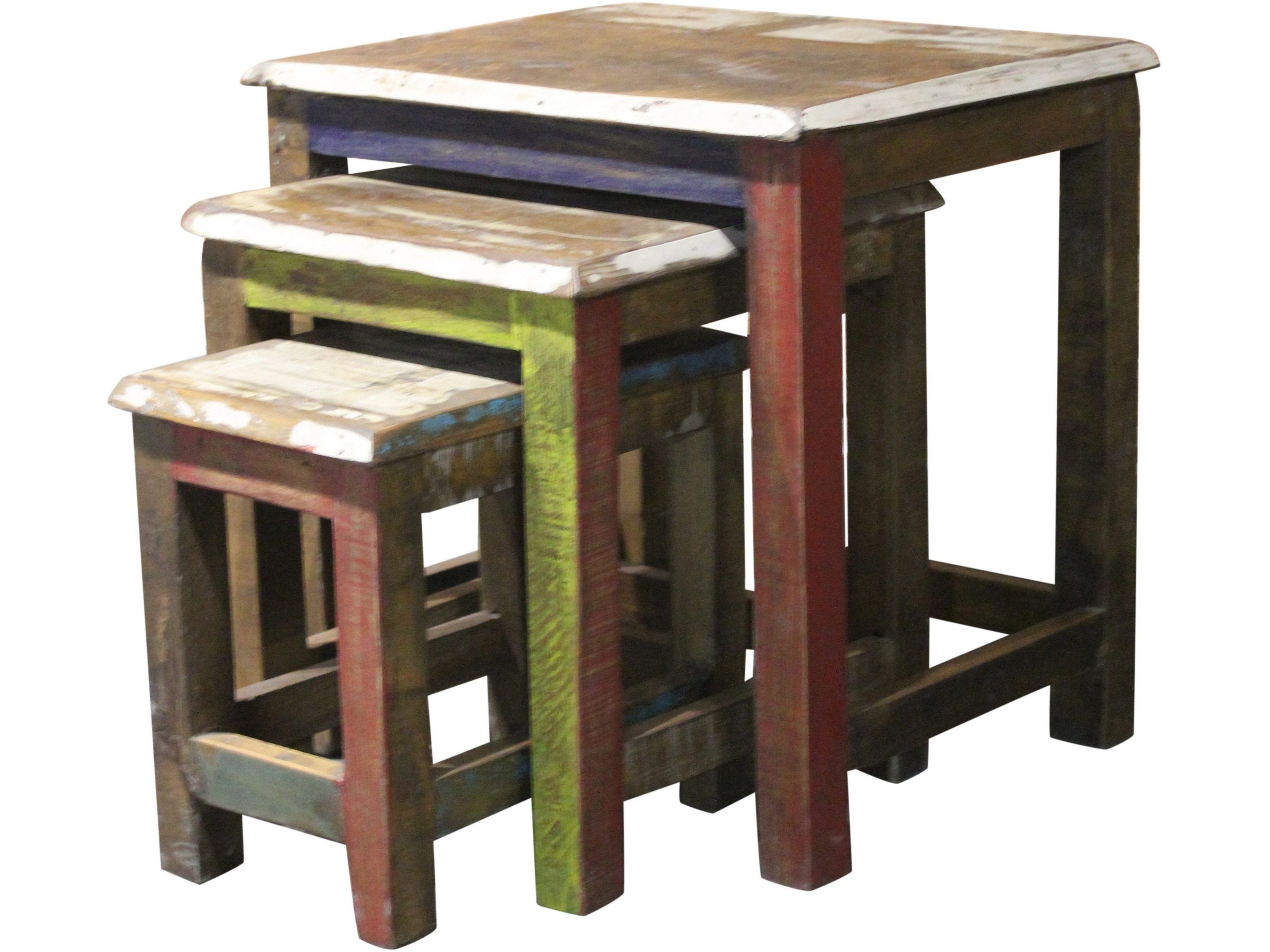 loft24 Satztisch Avila (Set, 3-St., 3 Tische), Wohnzimmertisch Set, Beistelltisch, Couchtisch, Recycling Holz
