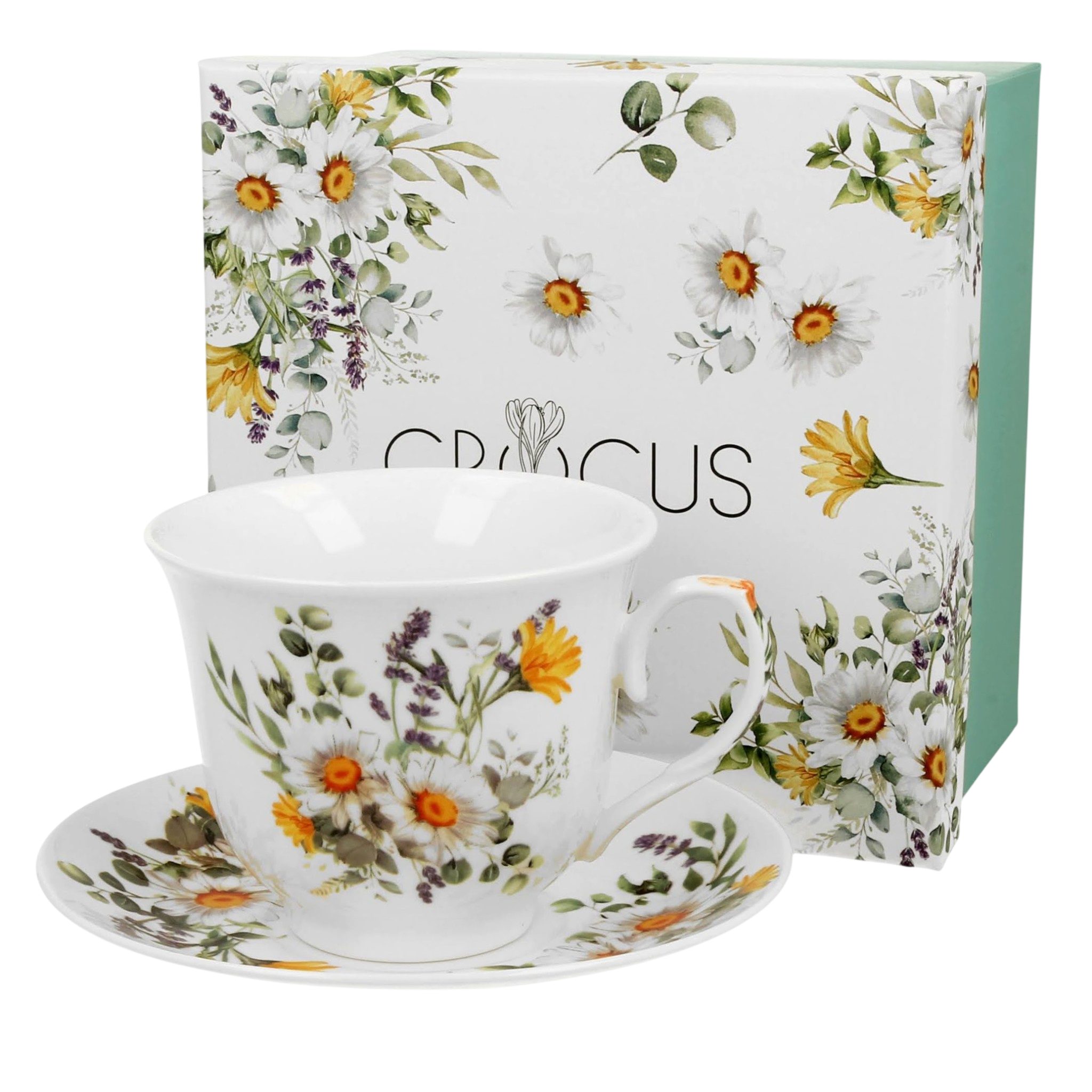 Duo-Gift Tasse Duo Crocus Tasse mit Untertasse Daisy 250 ml Frühlingsblumen Becher