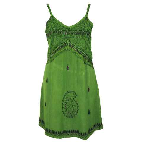 Guru-Shop Midikleid Besticktes indisches Kleid, Boho Minikleid -.. alternative Bekleidung