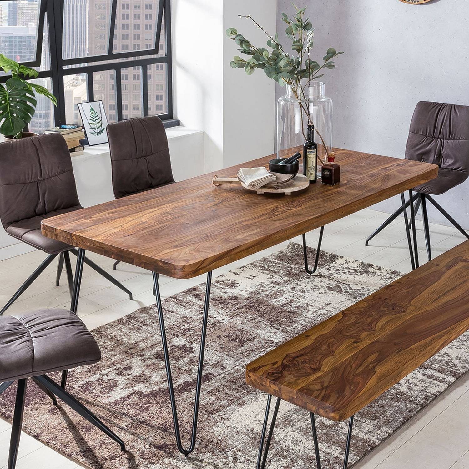 Lomadox Esstisch, Massivholz Sheesham EsszimmerTisch Holztisch mit