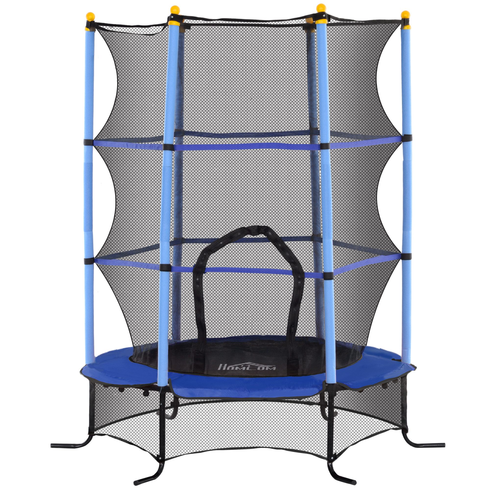 ibettertec Bodentrampolin Kinder Trampolin Ø163x190 cm mit Sicherheitsnetz & Polsterung, federlos, 3-10 Jahre, 50 kg, EN71, blau