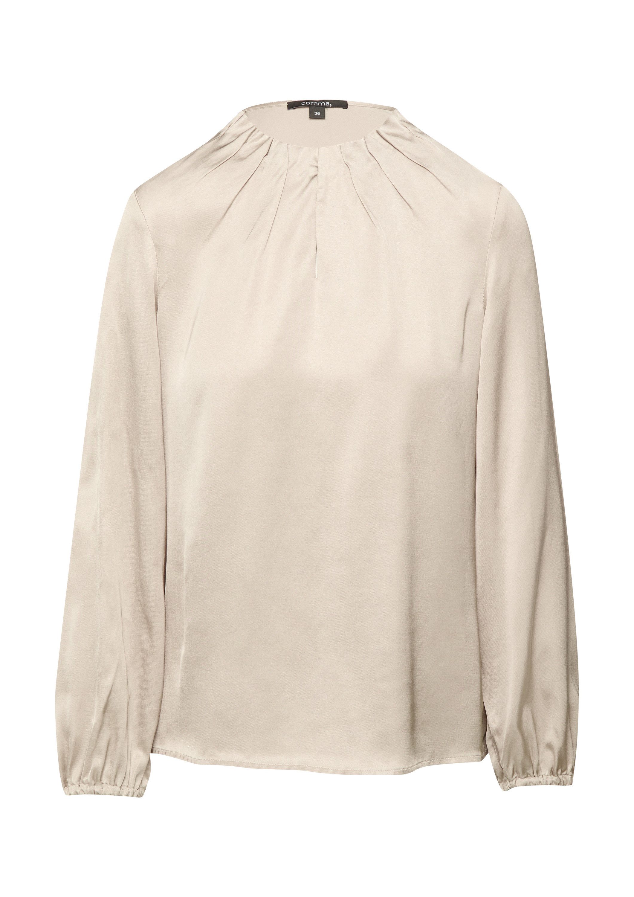 comma Langarmbluse Bluse Satin-Bluse mit Falten-Detail günstig online kaufen
