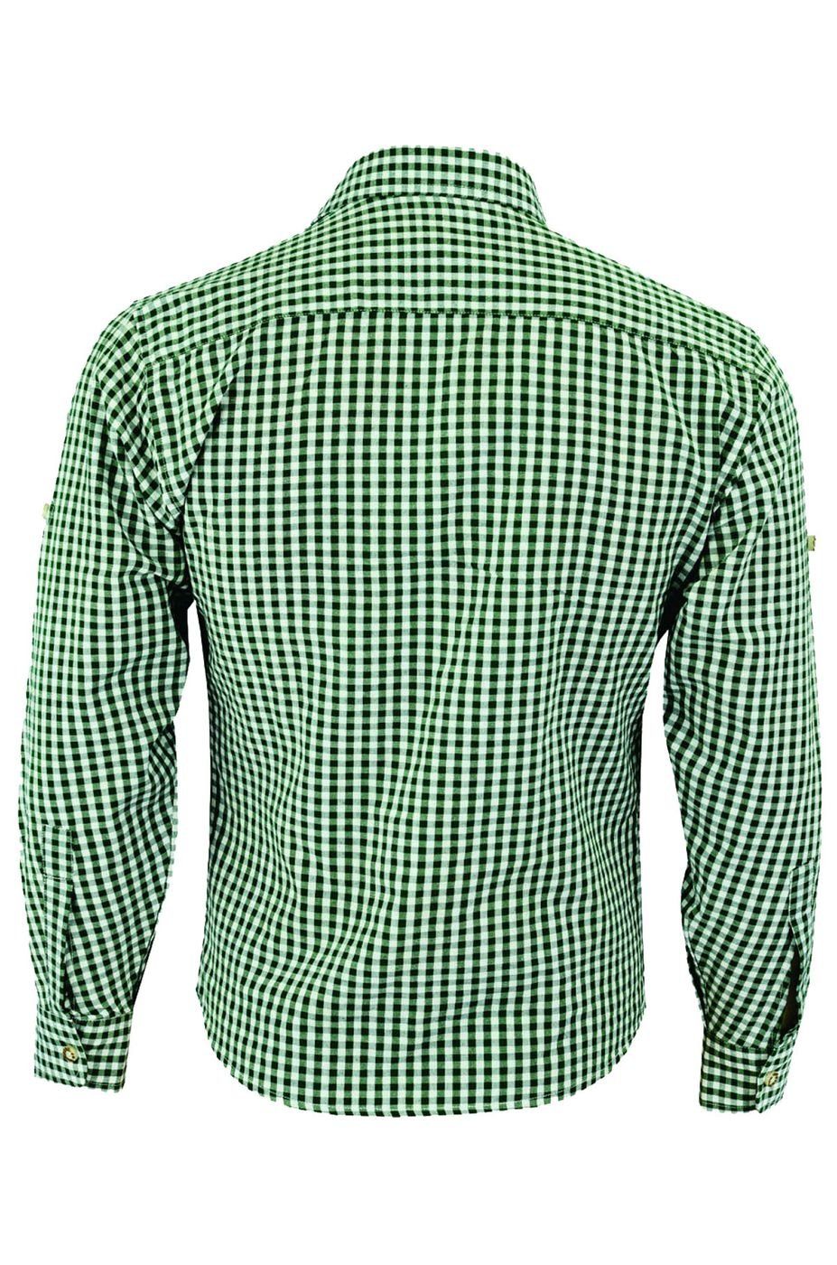 GW1205-EW Trachtenhemd Grün Edelweiß-Stickerei mit Wear Trachtenhemd karo für Trachtenlederhose German