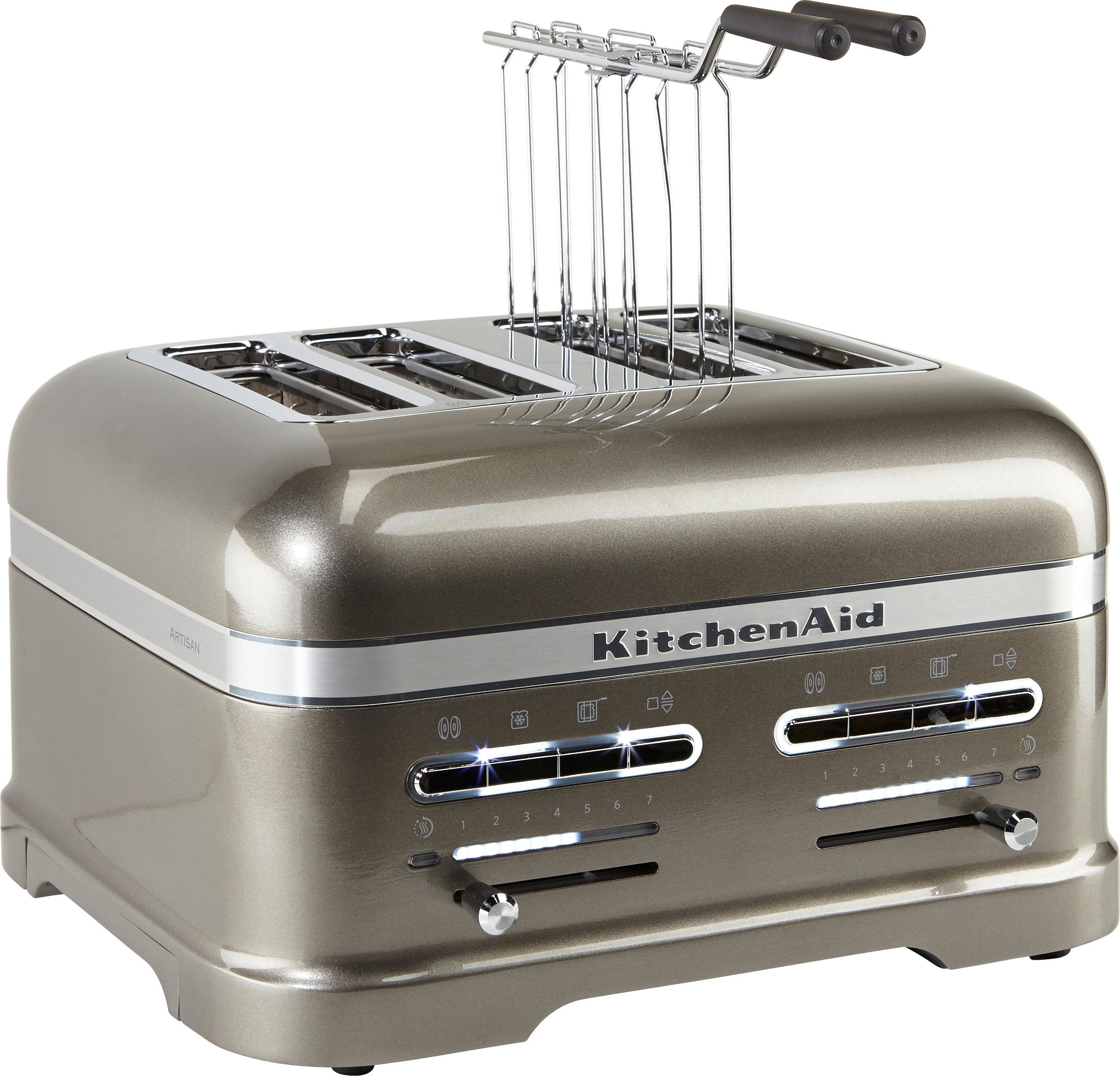 KitchenAid Toaster Artisan 5KMT4205EMS MEDALLION-SILBER, 4 kurze Schlitze, für 4 Scheiben, 2500 W, mit Sandwichzange
