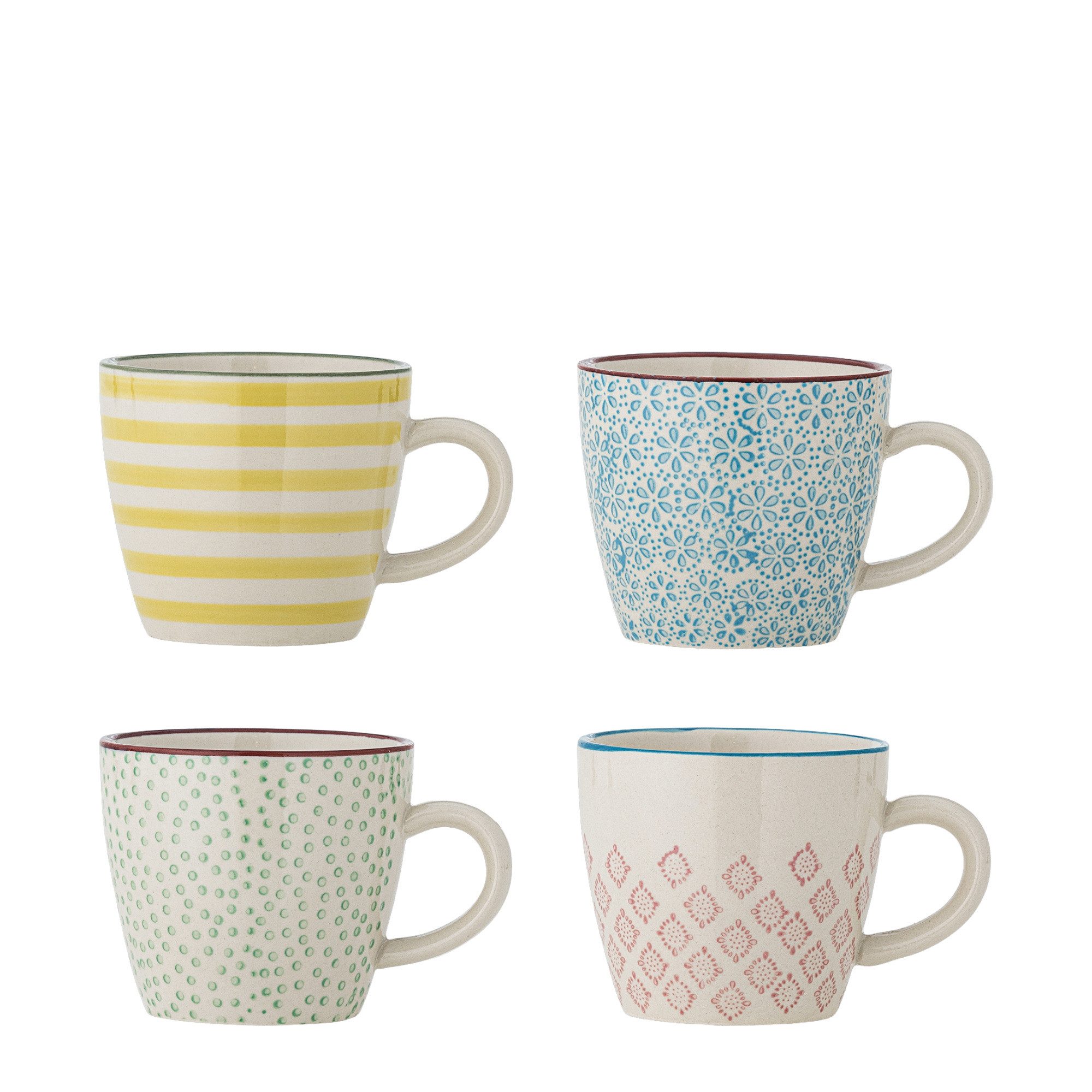 Bloomingville Tasse Bloomingville Patrizia Tasse, Bunt, Steingut 4er Set, Steingut