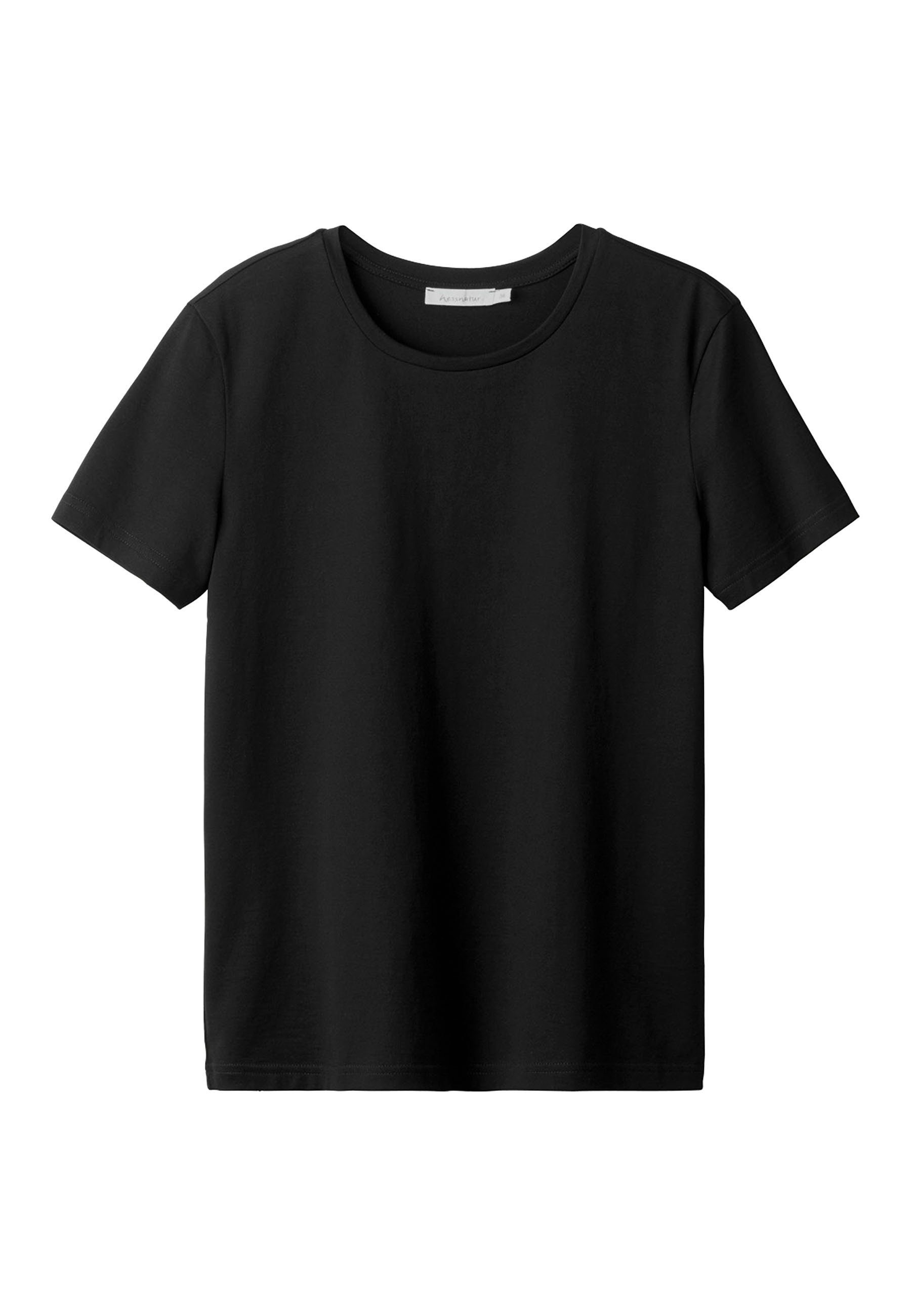 aus Kurzarm T-Shirt Hessnatur schwarz reiner Bio-Baumwolle