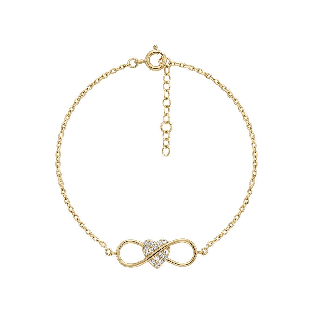 Suzan Gold Goldarmband Suzan Gold® 375 Echtgold Armband Damen mit Herz Infinity Symbol