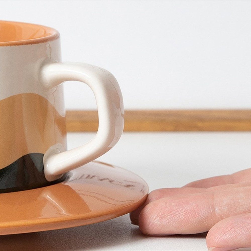 Dekorative Kaffeeservice Keramik Kaffeebecher, Tasse Löffel, und und Set, (1-tlg), Teetasse Teetasse Untertasse Vintage Set mit Style Ceramic Untertassen