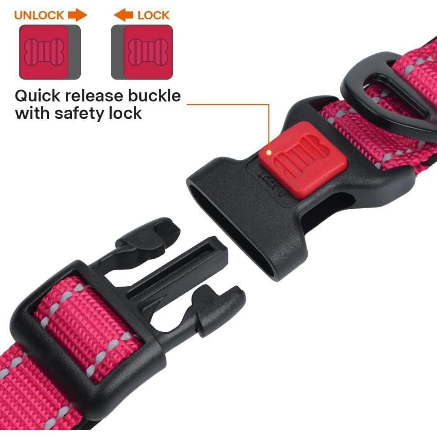 LuxusKollektion Hunde-Halsband Hundehalsband Neopren Gepolstert L Hot Pink