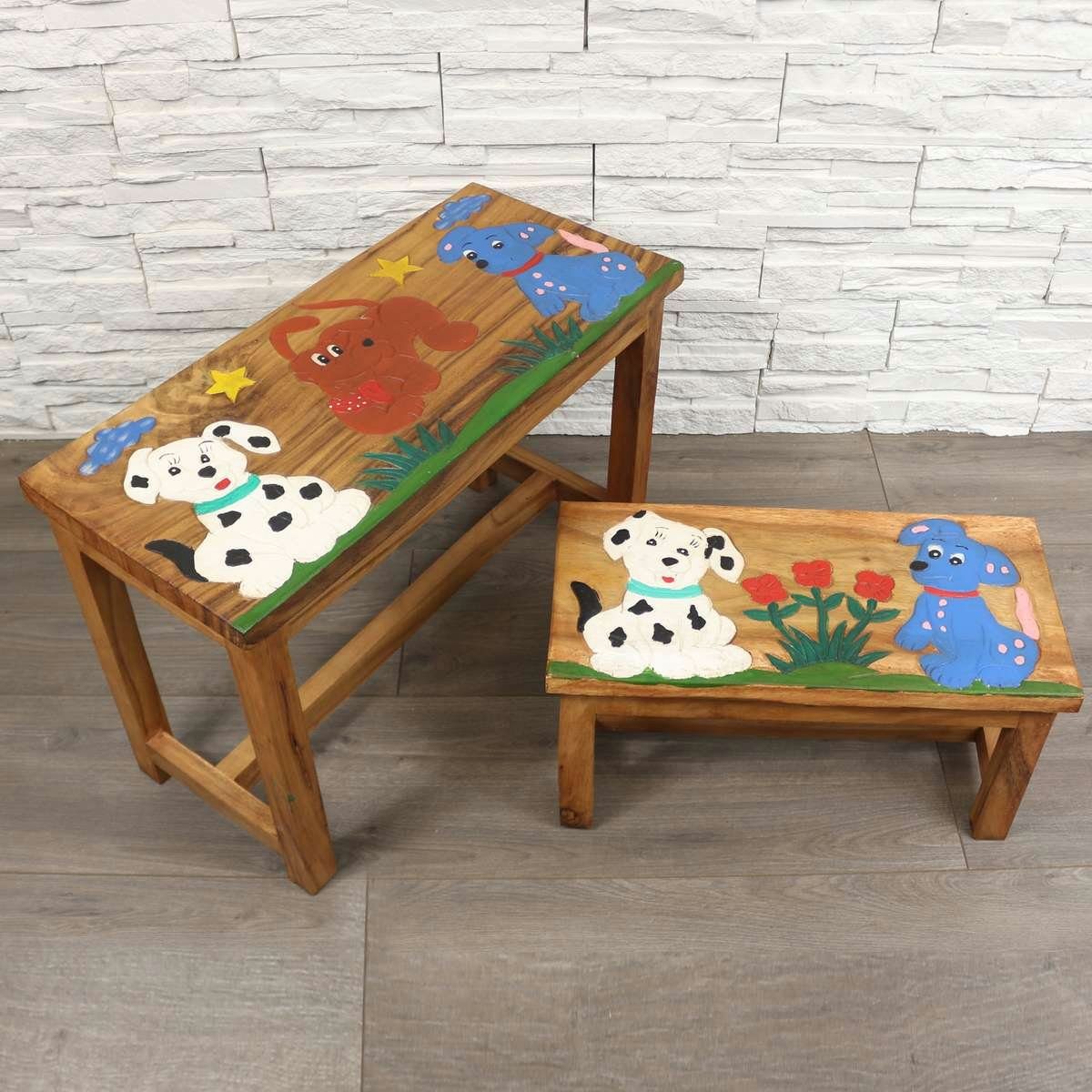 Set traditionelle Hund, Kindermöbel Tisch Ursprungsland Oriental im Herstellung mit Handarbeit in Kindersitzgruppe Galerie Bank