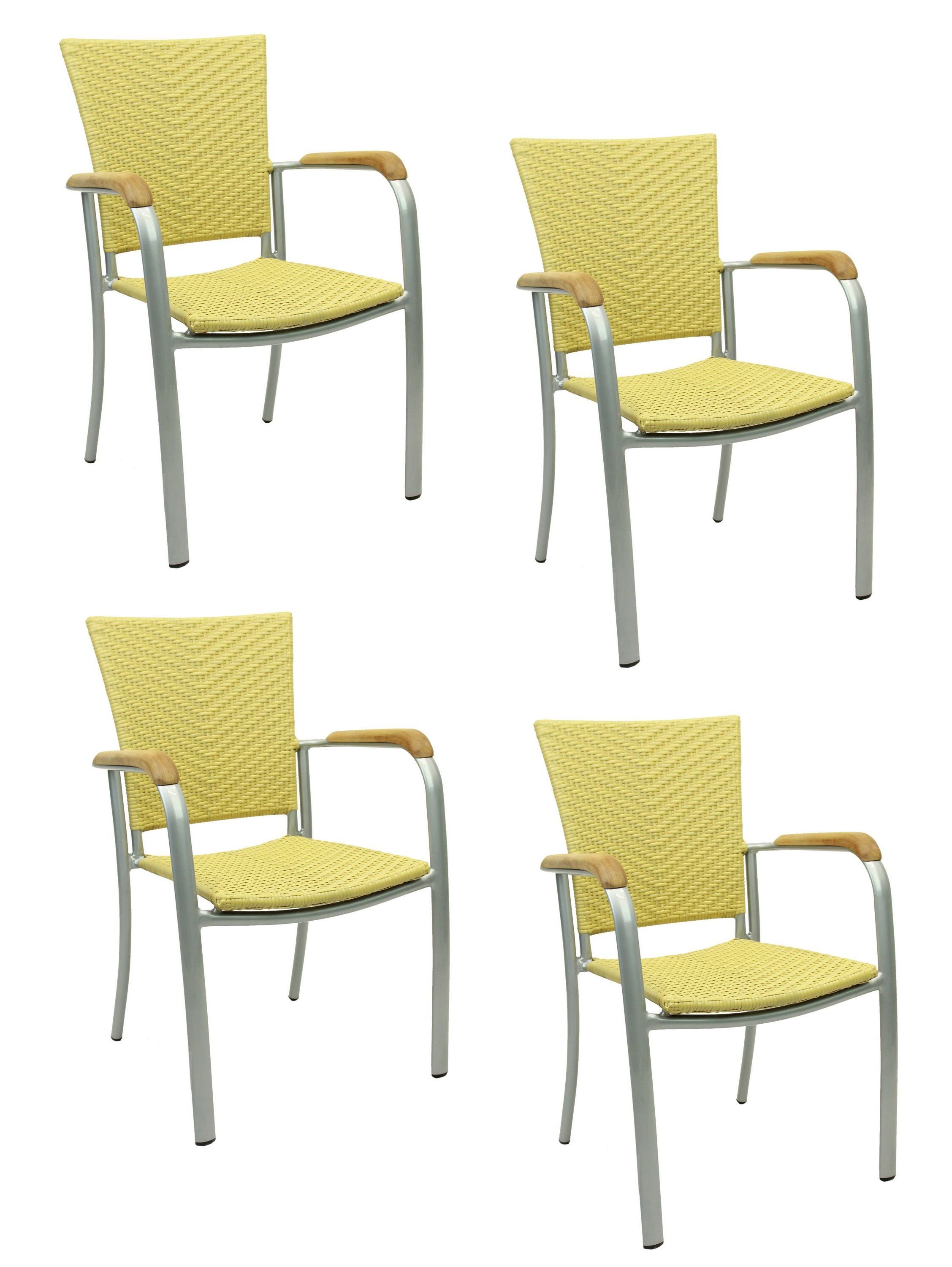ARUBA Sessel St), KONWAY® 4x Stapelstuhl Polyrattan (4 ARUBA Konway Honig Stapelsessel Premium