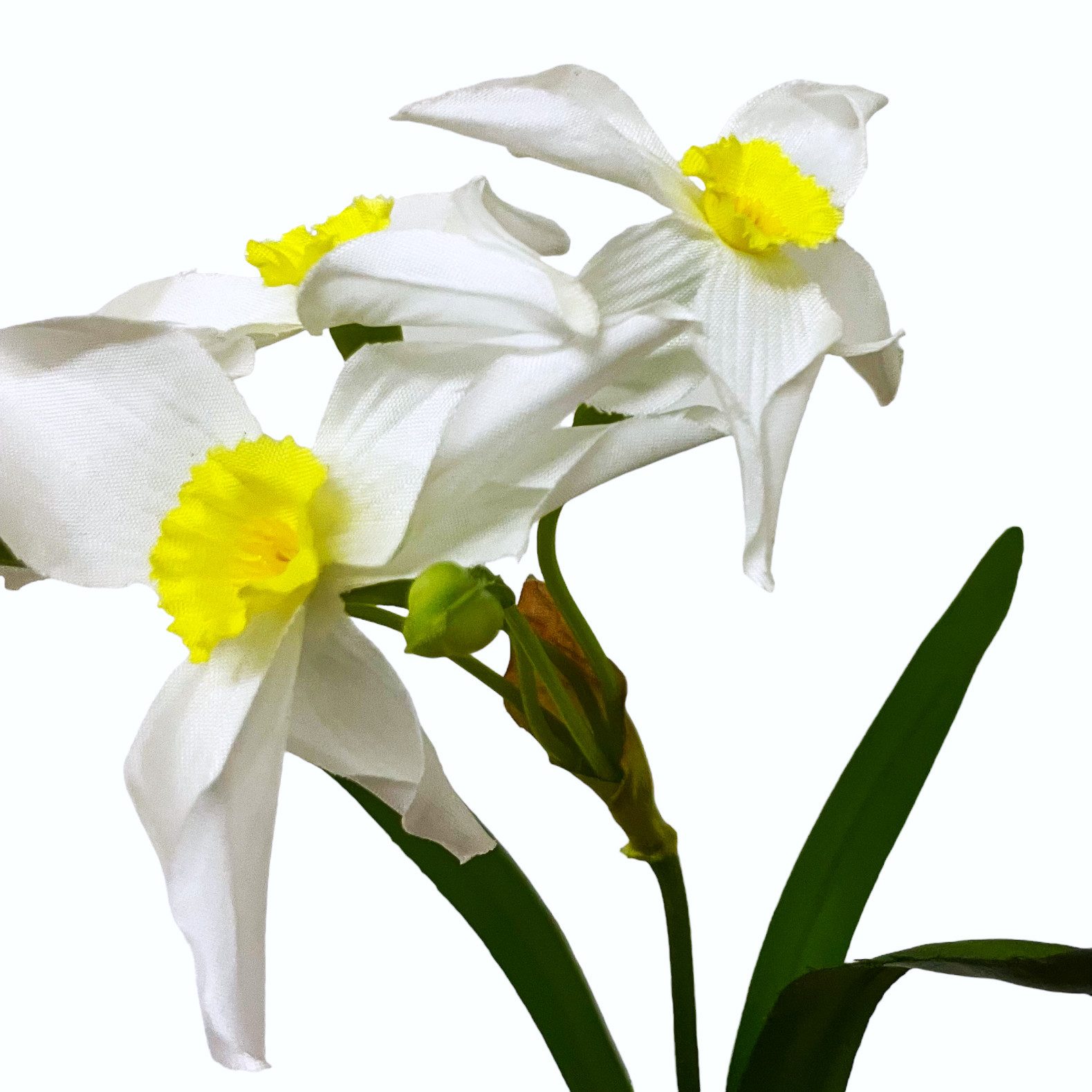 Kunstblume Kunstblume OSTERGLOCKE, Narzisse mit Blättern 40cm. Weiß WEISS, Floratexx GmbH, Höhe 40.00 cm