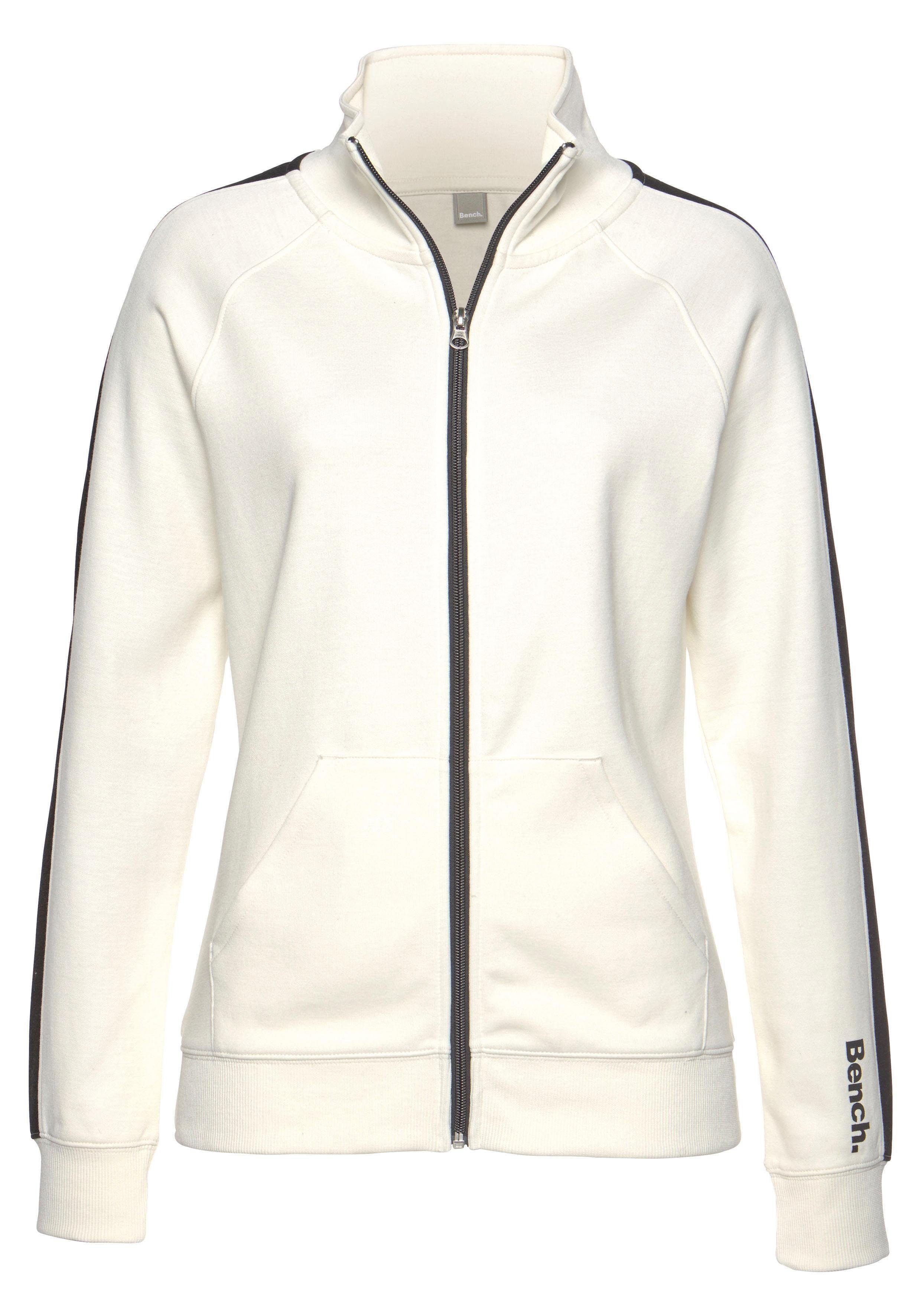 Bench. Loungewear Sweatjacke mit Seitenstreifen und Stehkragen, Loungewear