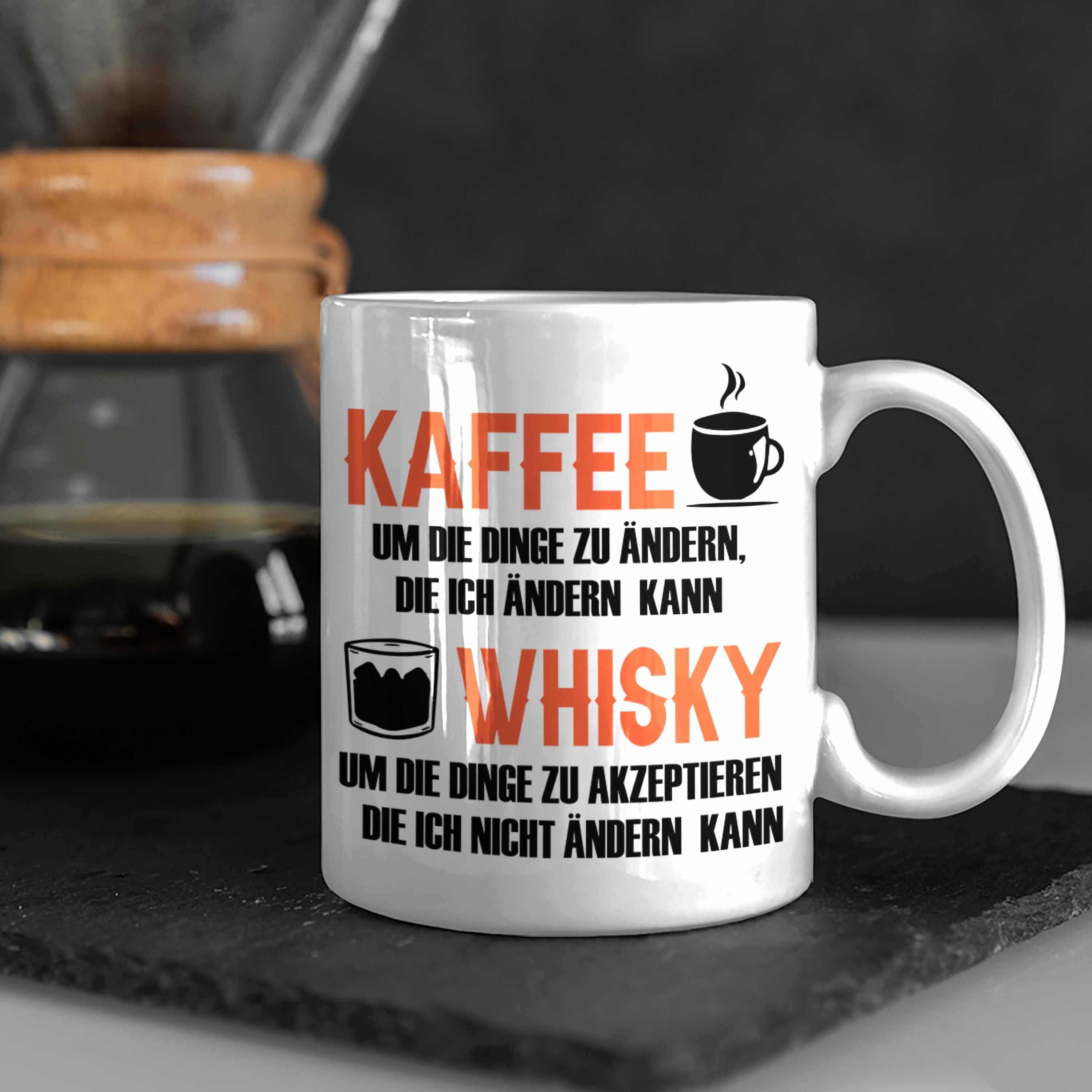Geschenk tasse Trendation Trinker Whiskey Weiss Geschenkidee Whisky Liebhaber Tasse Kaffee