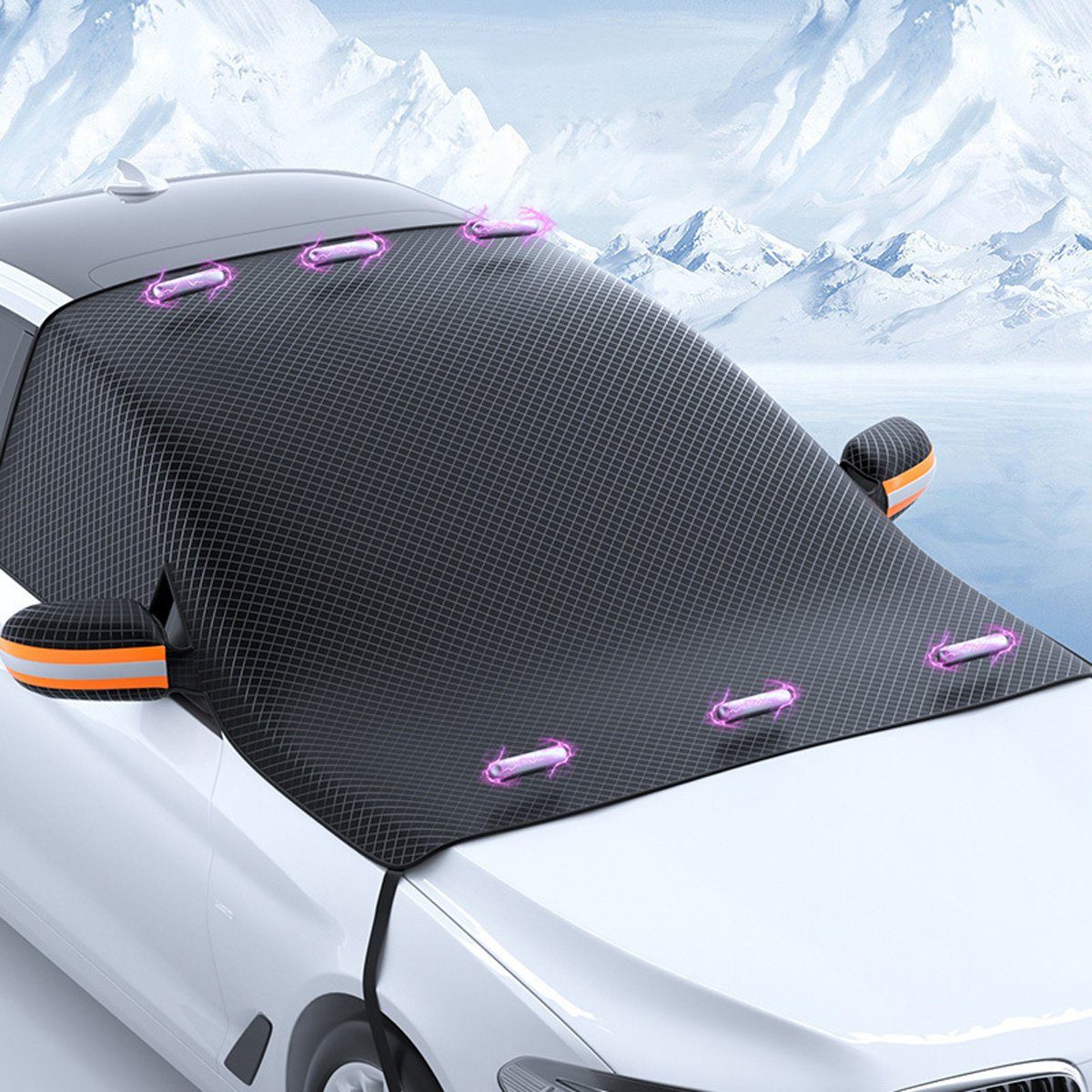 yozhiqu Autosonnenschutz Frostschutzmittel für die Windschutzscheibe, Wind- und Schneeschutz, (1-St), Ohrenschützer mit Rückspiegel, Halbschützer, Winter-Autozubehör