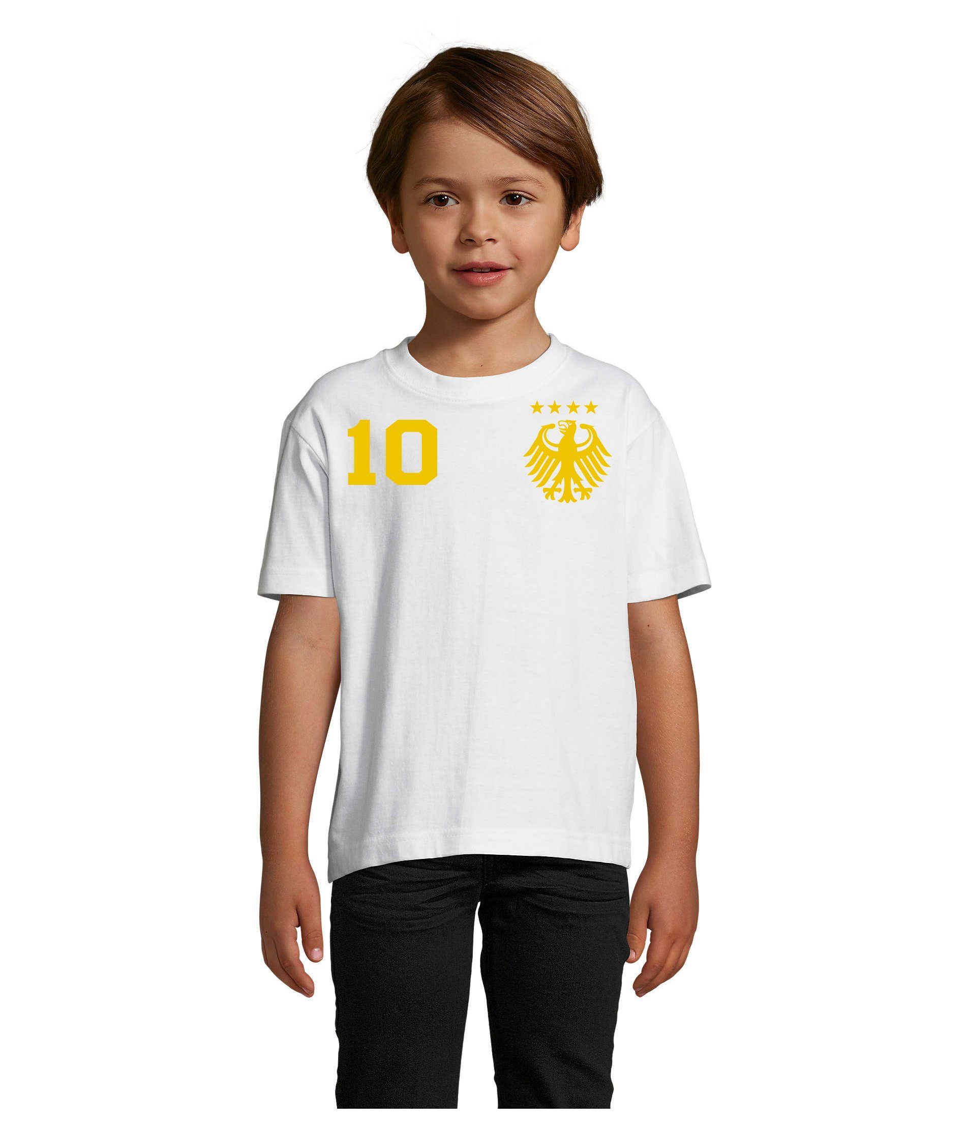 Blondie & Brownie T-Shirt Kinder Deutschland Germany Sport Trikot Fußball Meister EM Gold/Weiss