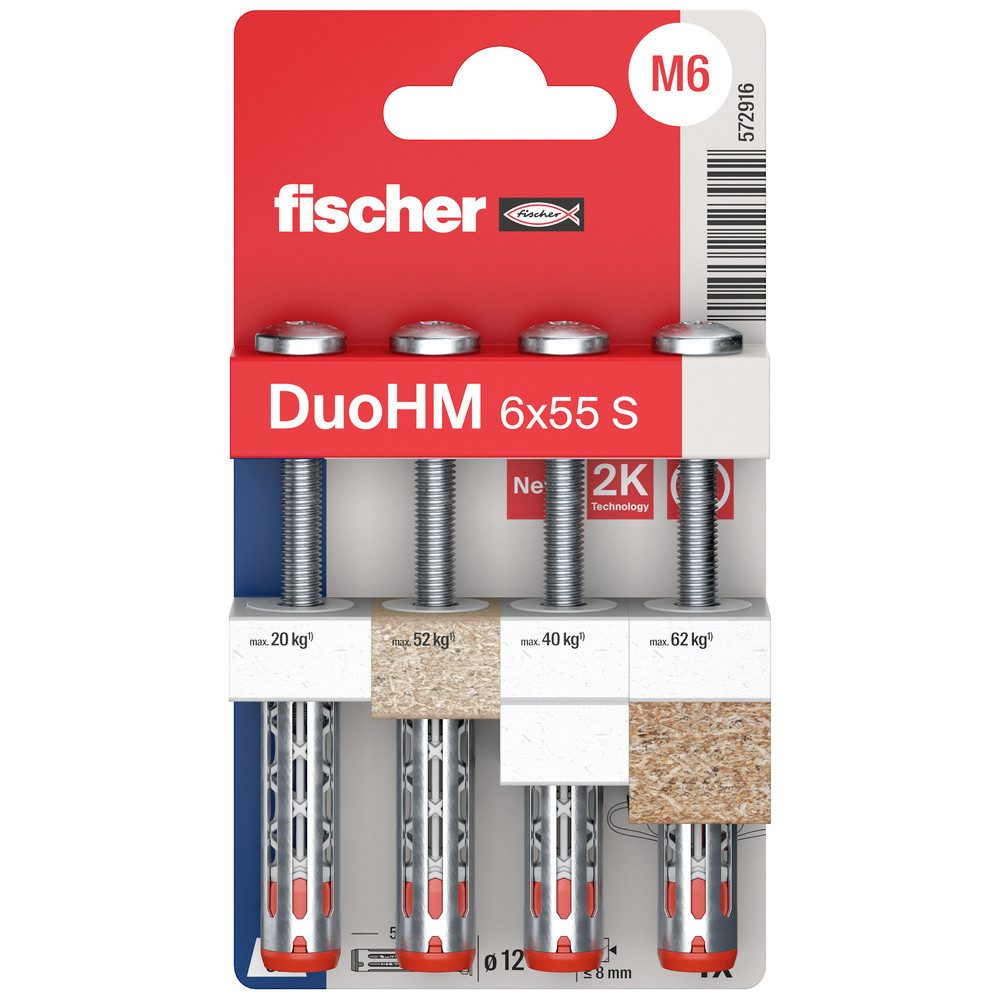 Fischer Dübel-Set Fischer 572916 DuoHM 6x55 S PH TX Hohlraumdübel 55 mm 4 St.