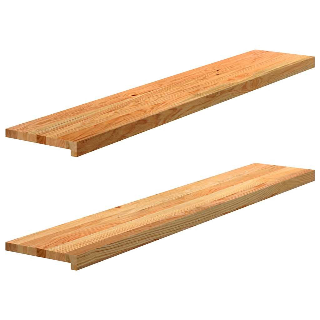vidaXL Fensterbank Fensterbänke 2 Stk Hellbraun 140x25x2 cm Massivholz Eiche