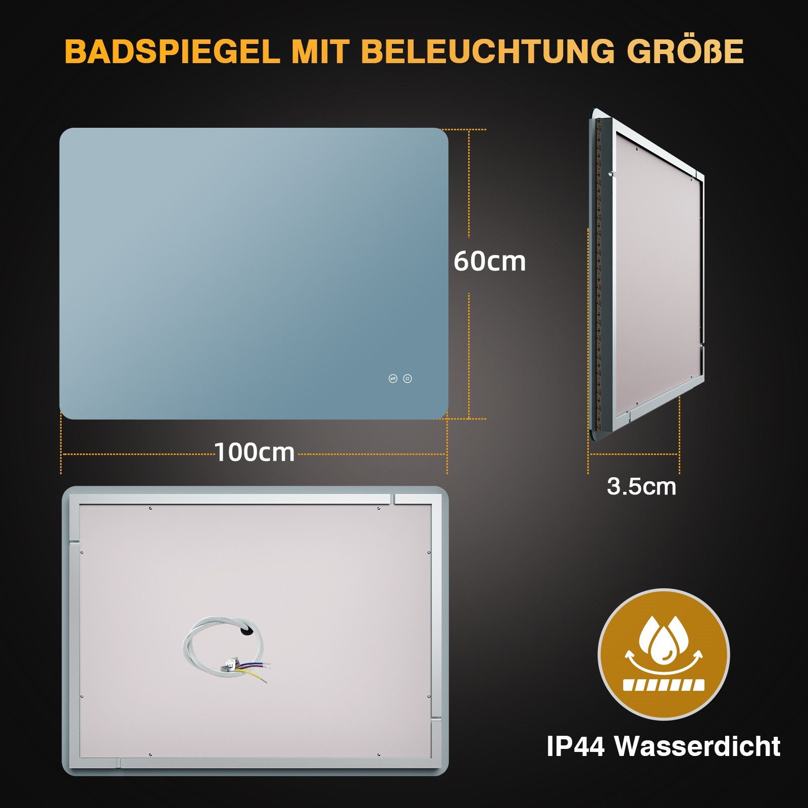 PESENXAN Badspiegel mit Beleuchtung, LED Badezimmerspiegel günstig online kaufen