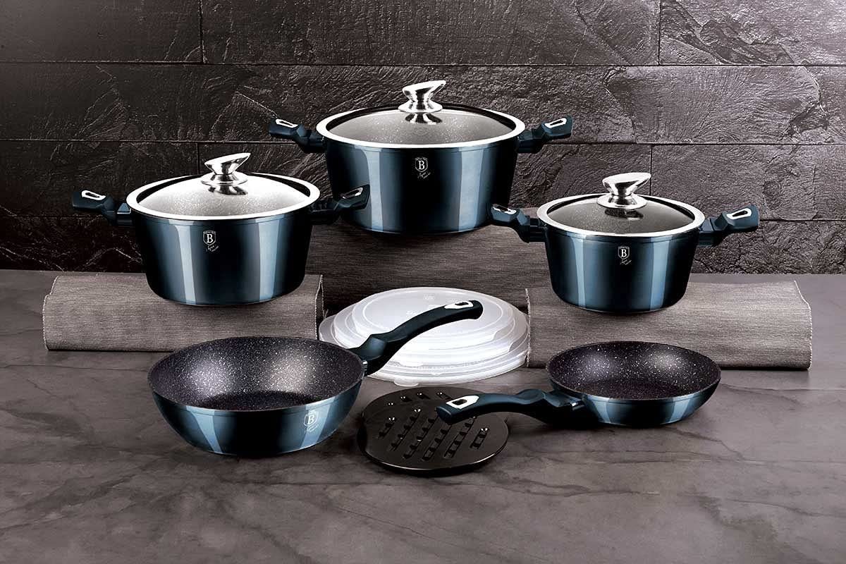 BerlingerHaus Topf-Set Aquamarine Metallic Line - 18-teiliges Kochgeschirr-Set