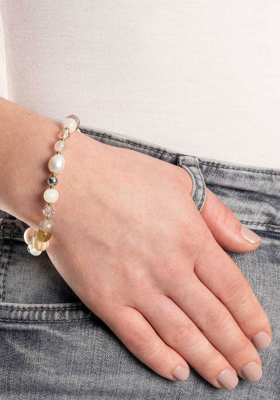 LEONARDO Armband Bicolor Hope, mit Achat - mit Glasperle, Süßwasserzuchtperle