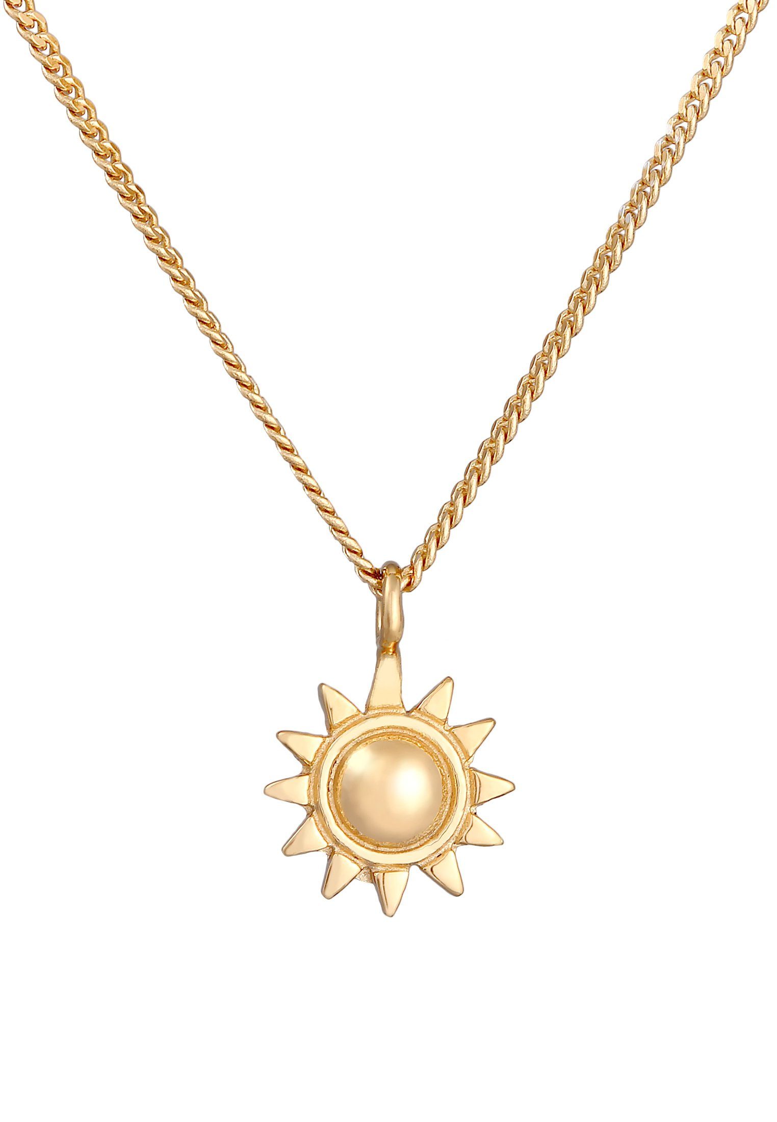 Elli Kette mit 925 Strahlend Gold Anhänger Sonne Sonne Silber