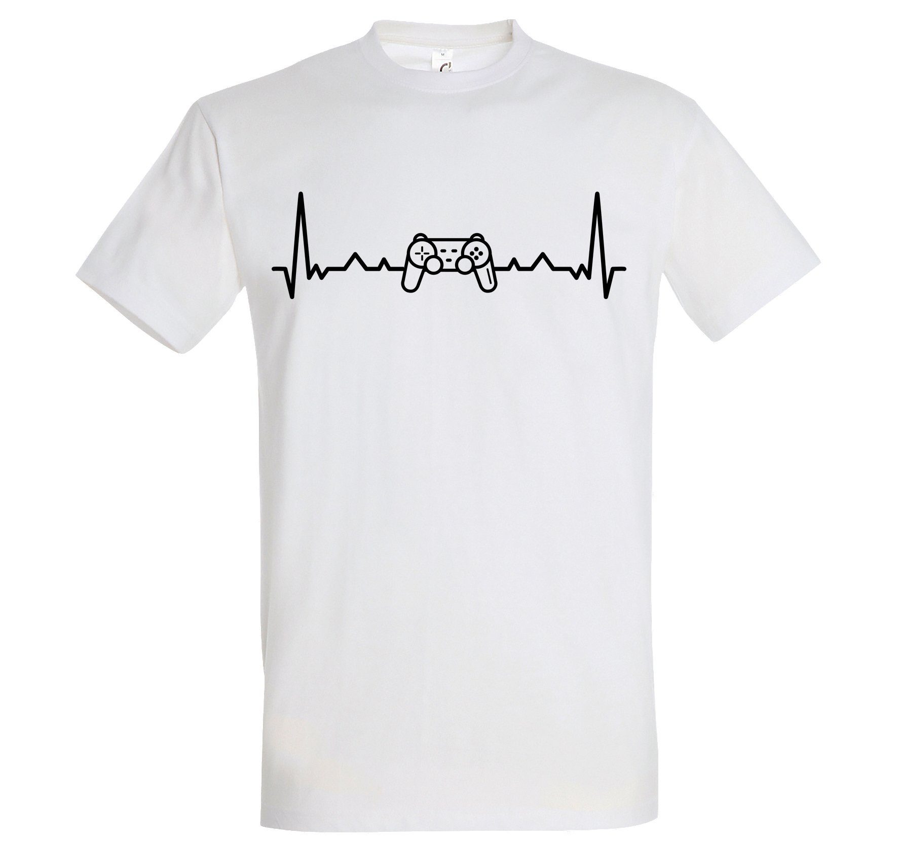 Weiß Designz Herren T-Shirt Controller Motiv Youth Shirt mit Gaming trendigem Herzschlag