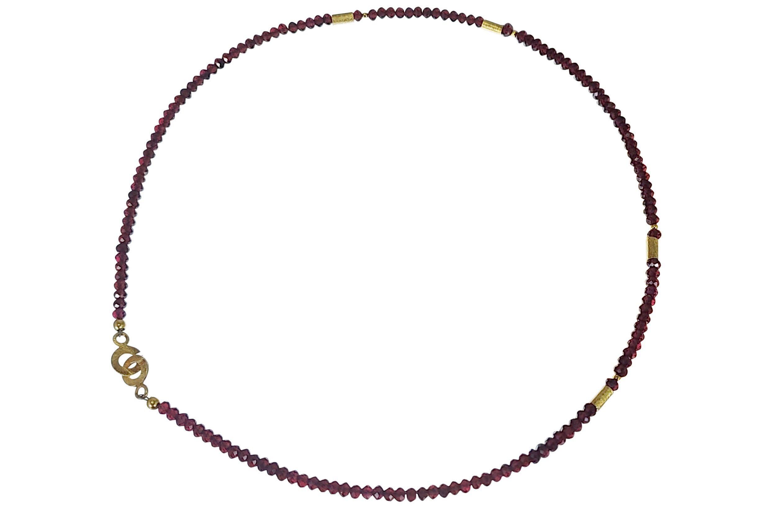Kette ohne Anhänger Granat Edelsteinkette Silber 925 Kugel facettiert